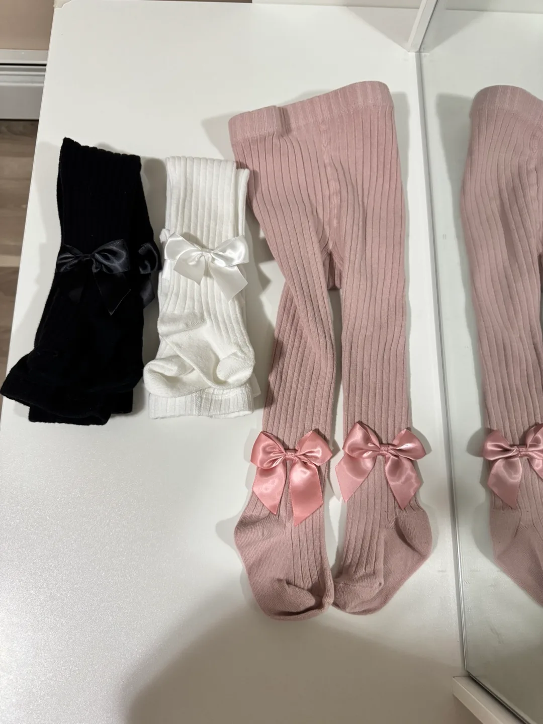 Baby Girl Ribbed Knee-High Socks with Bows - 3 Pack image indicator(2)