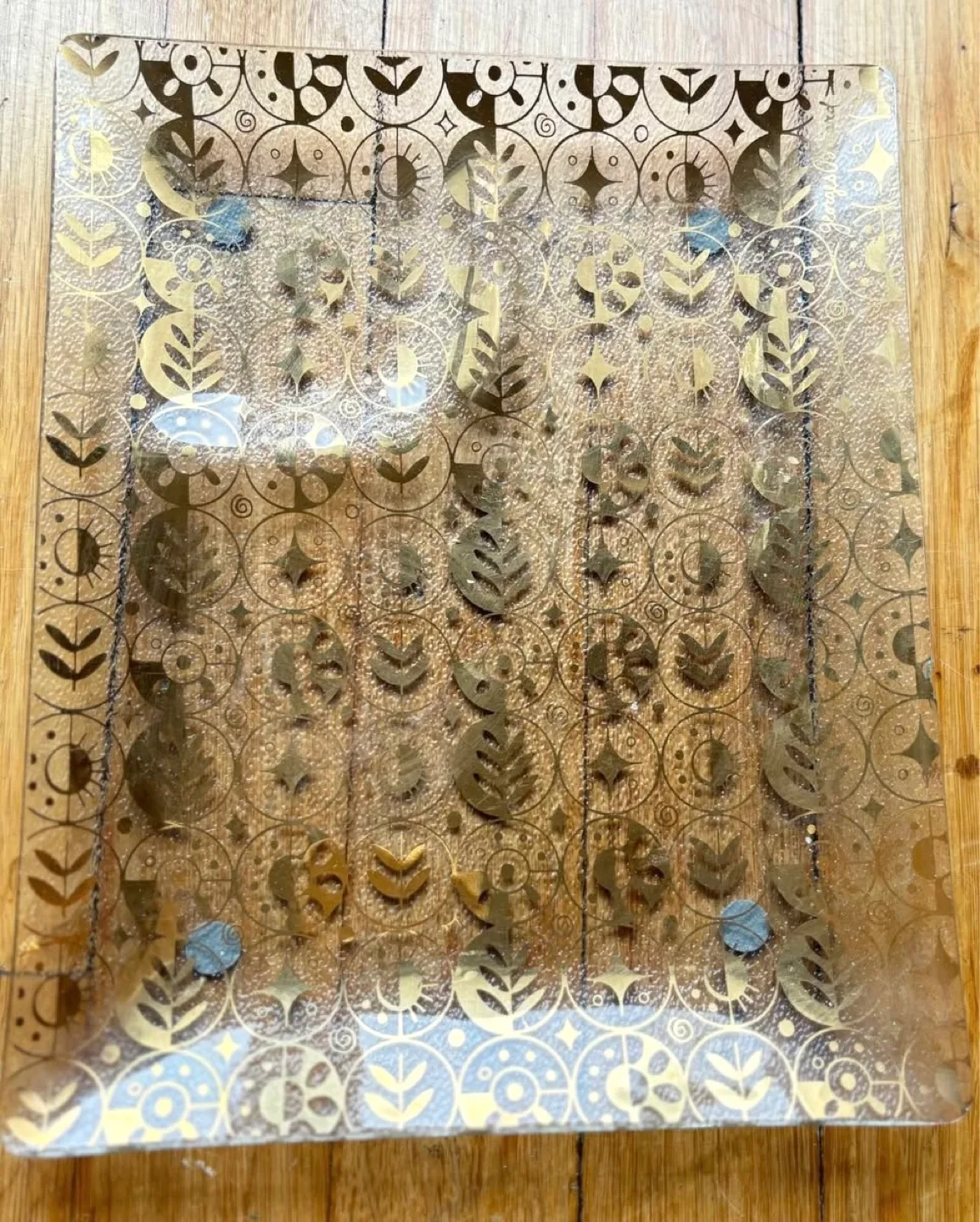 Decorative Glass Tray with Gold-Tone Etchings, Like New image indicator(3)