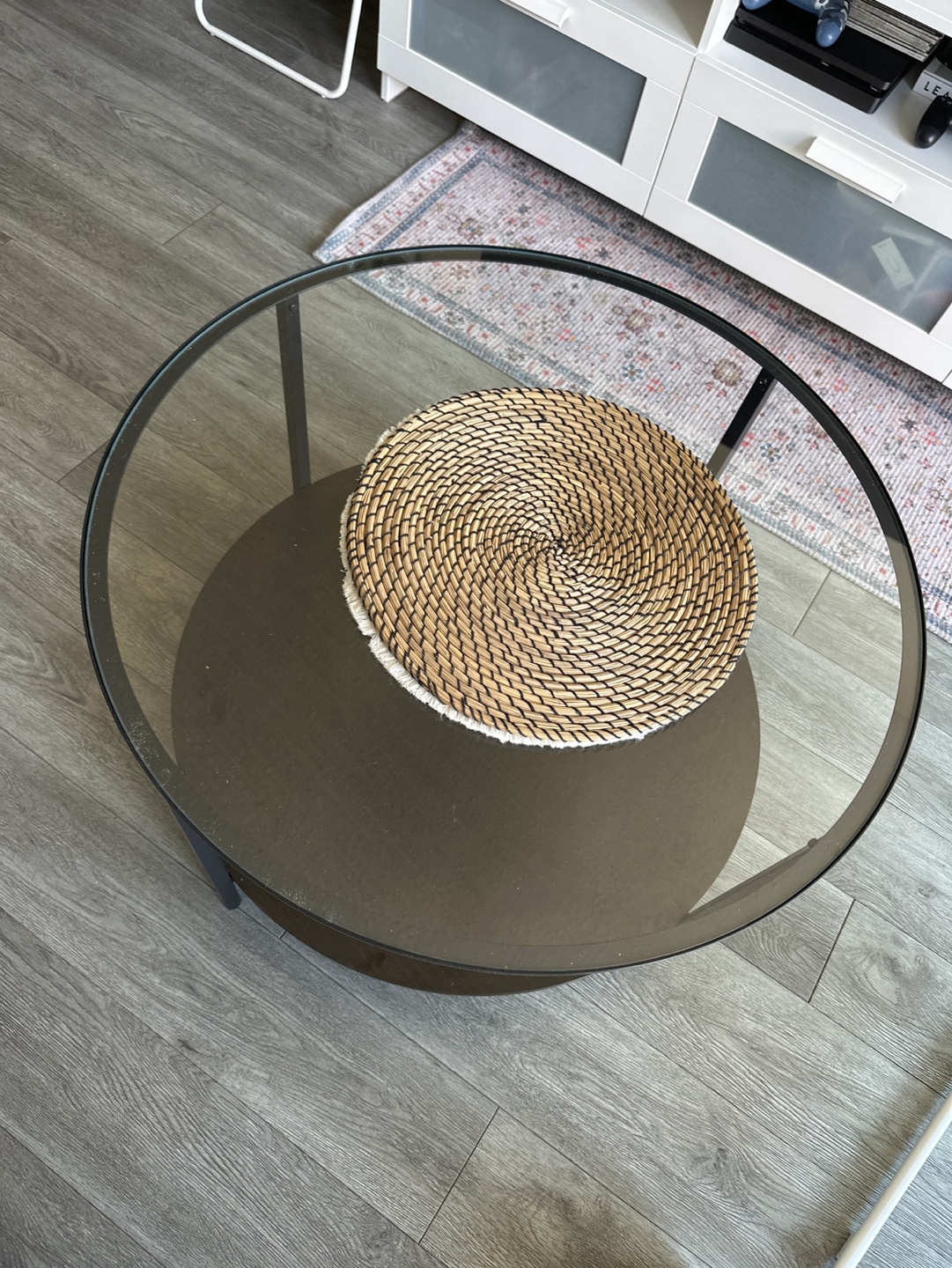 IKEA Glass Top Coffee Table with Lower Shelf - photo 2