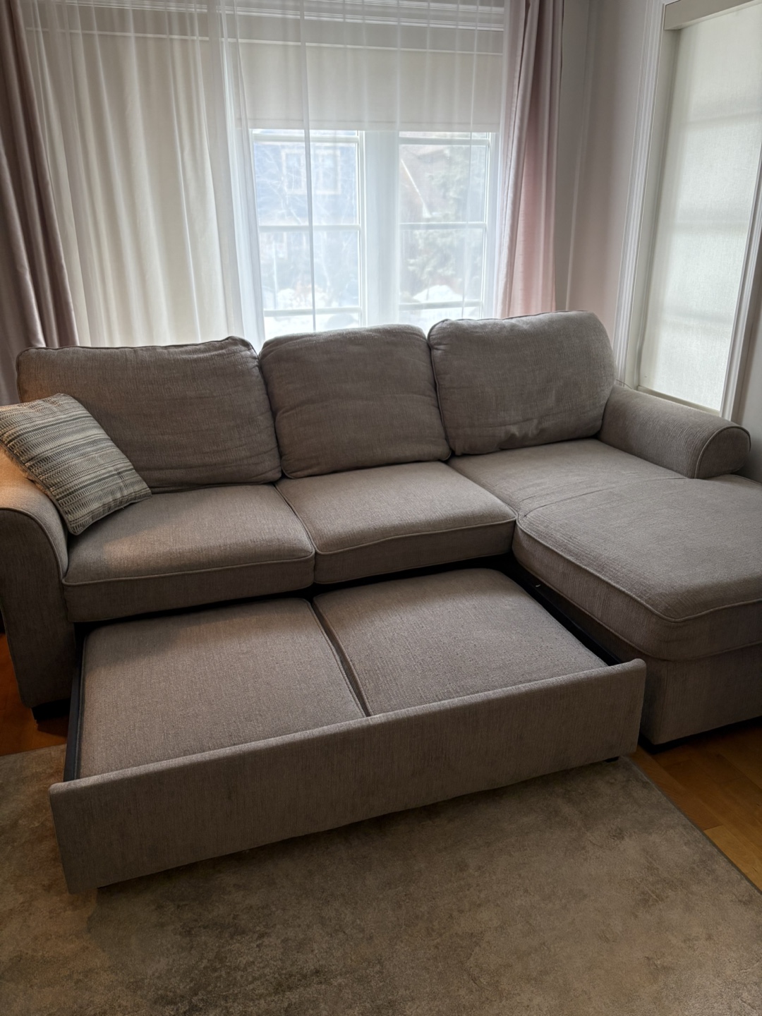 Grey Sectional Sofa with Pull-Out Sleeper - photo 2