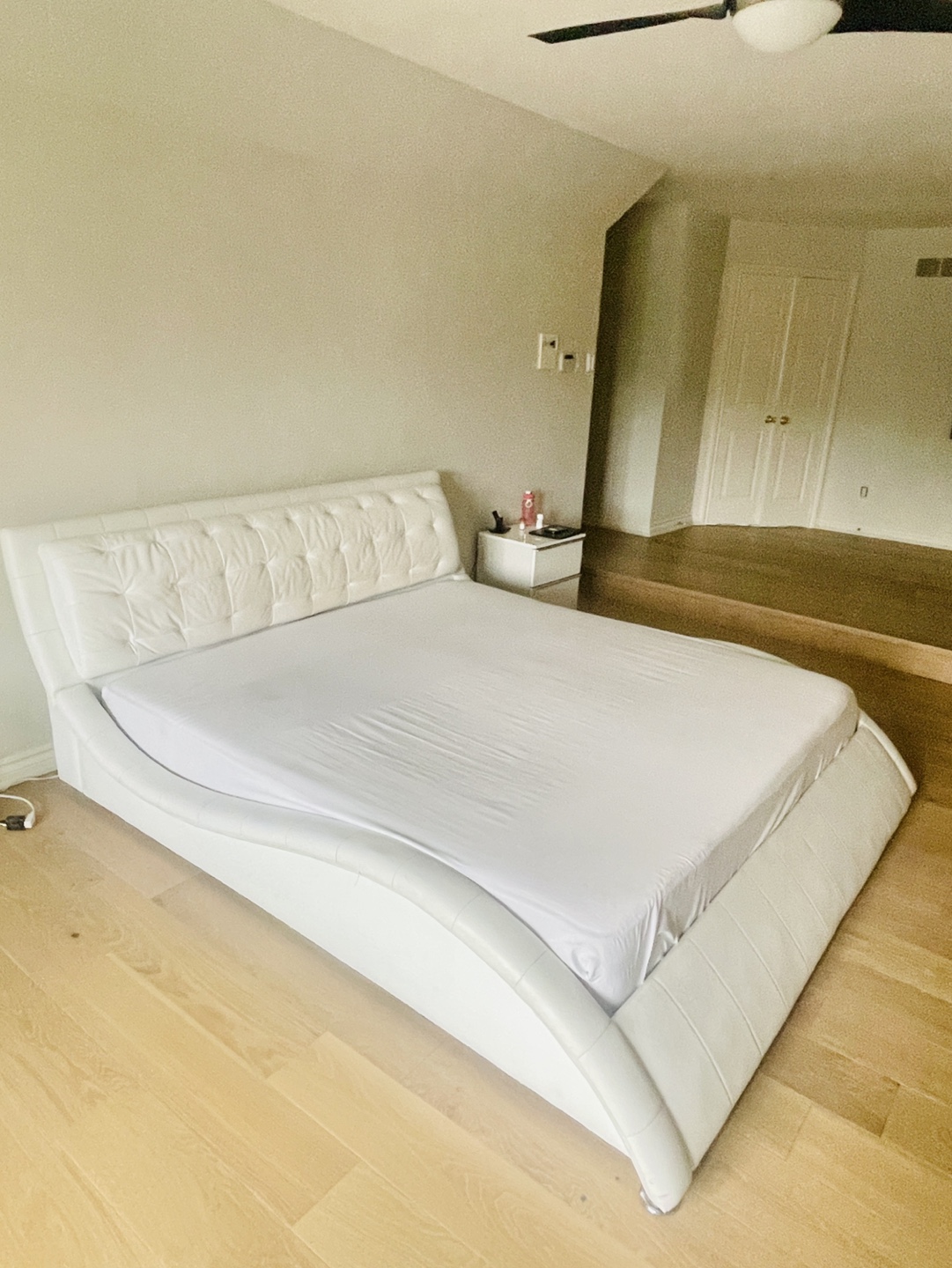 King Size White Leather Bed Frame