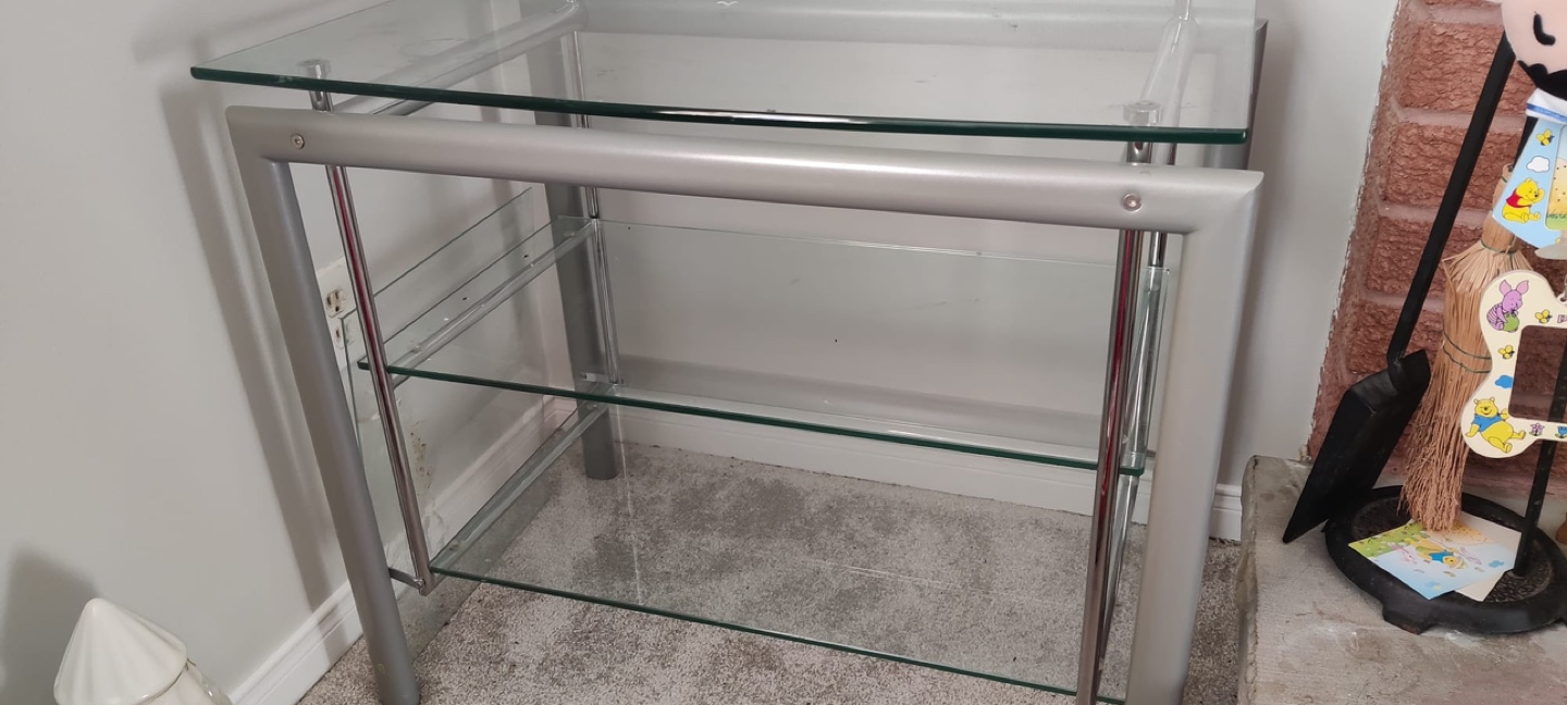 Glass and Metal TV Stand - photo 2