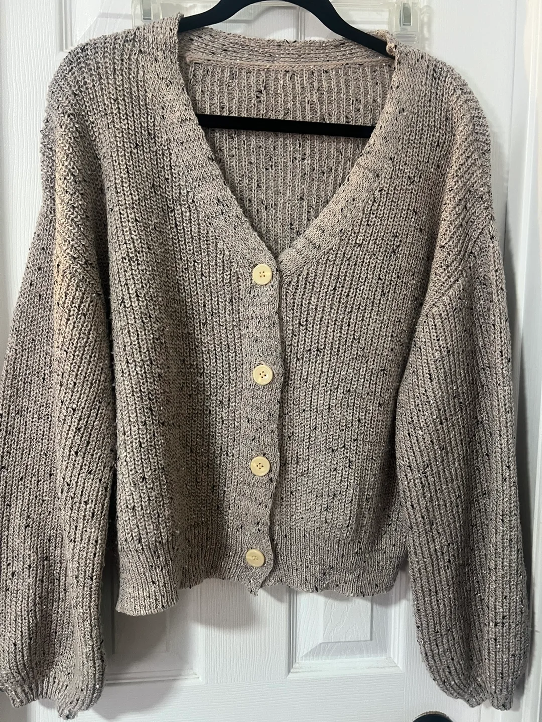 SHEIN Speckled Knit Cardigan Sweater thumbnail