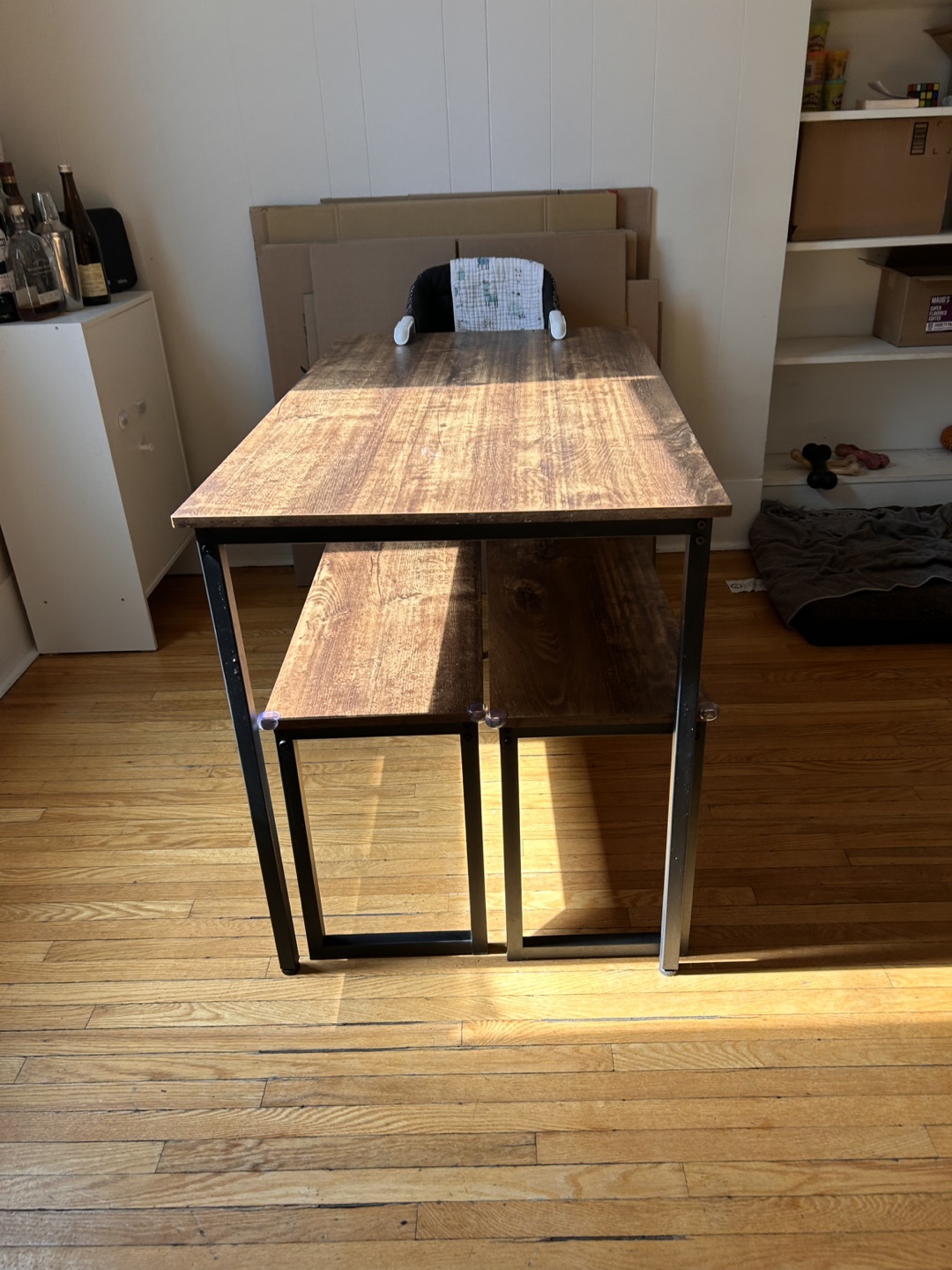 Rustic Brown Dining Table Set with Bench - photo 2