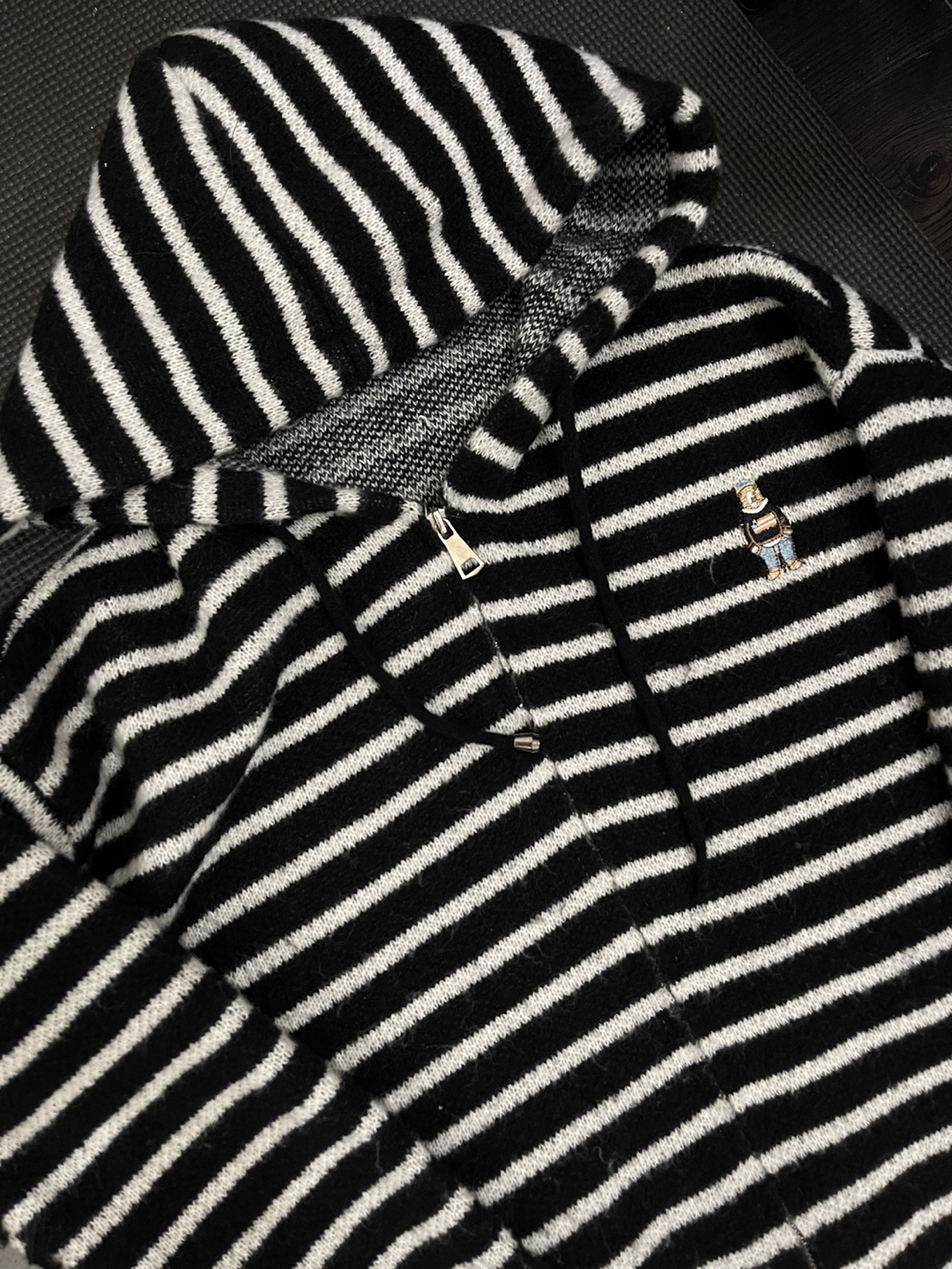 Black and White Striped Zip-Up Hoodie - photo 3
