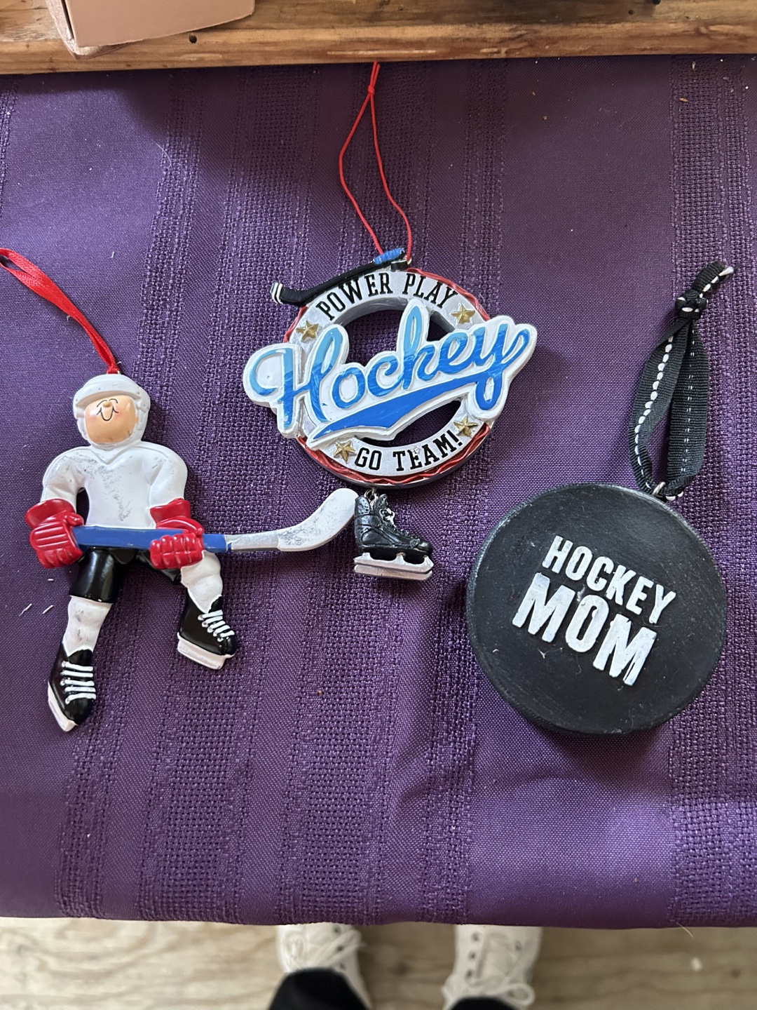 Set of 3 Hockey Themed Ornaments