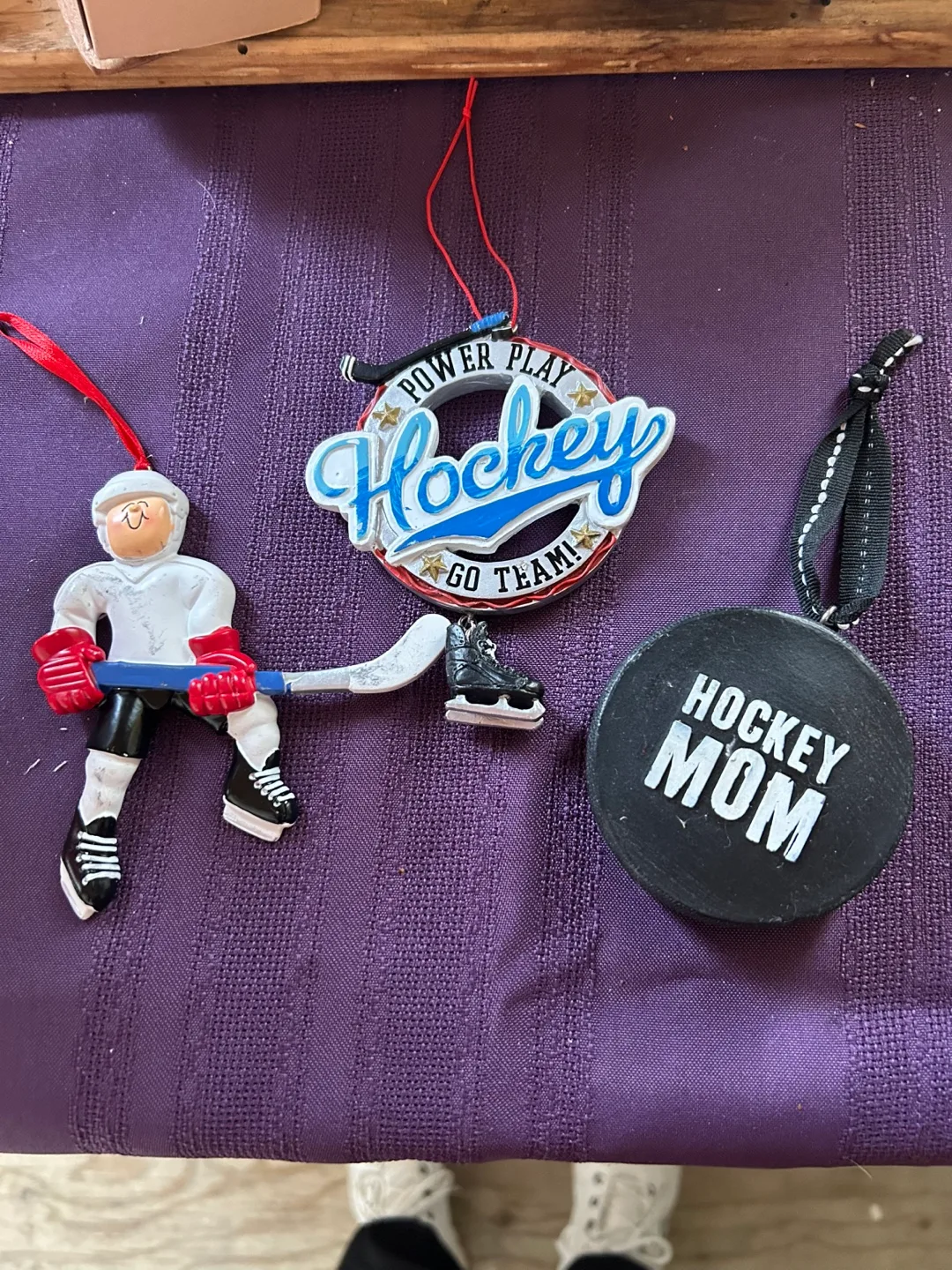 Set of 3 Hockey Themed Ornaments