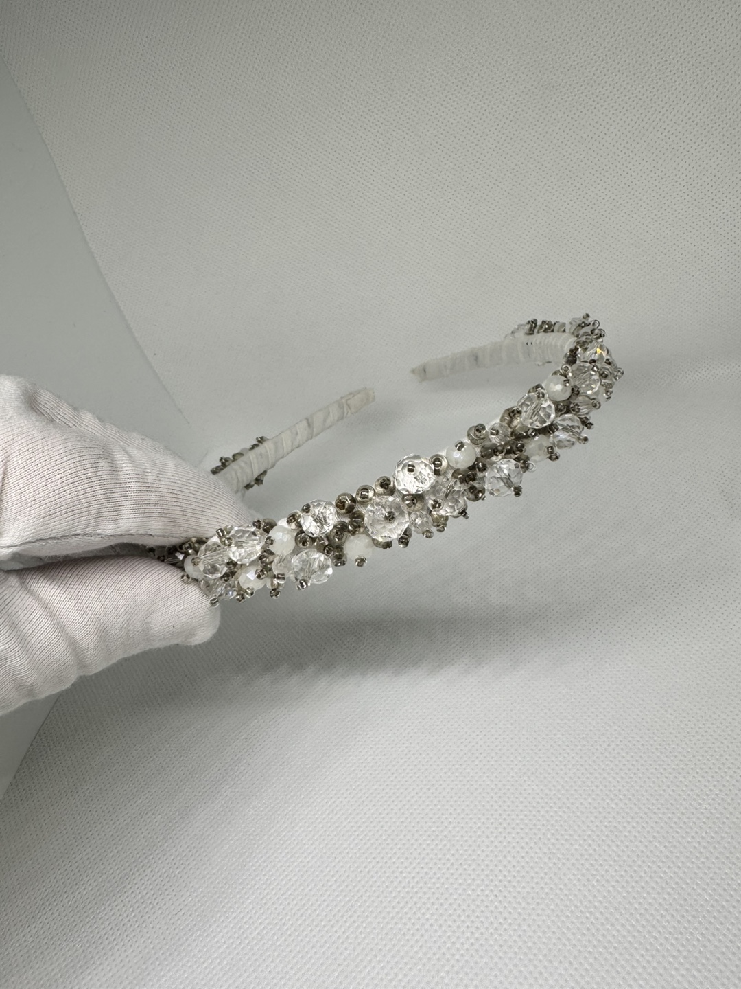 Crystal and Pearl Beaded Headband Handmade