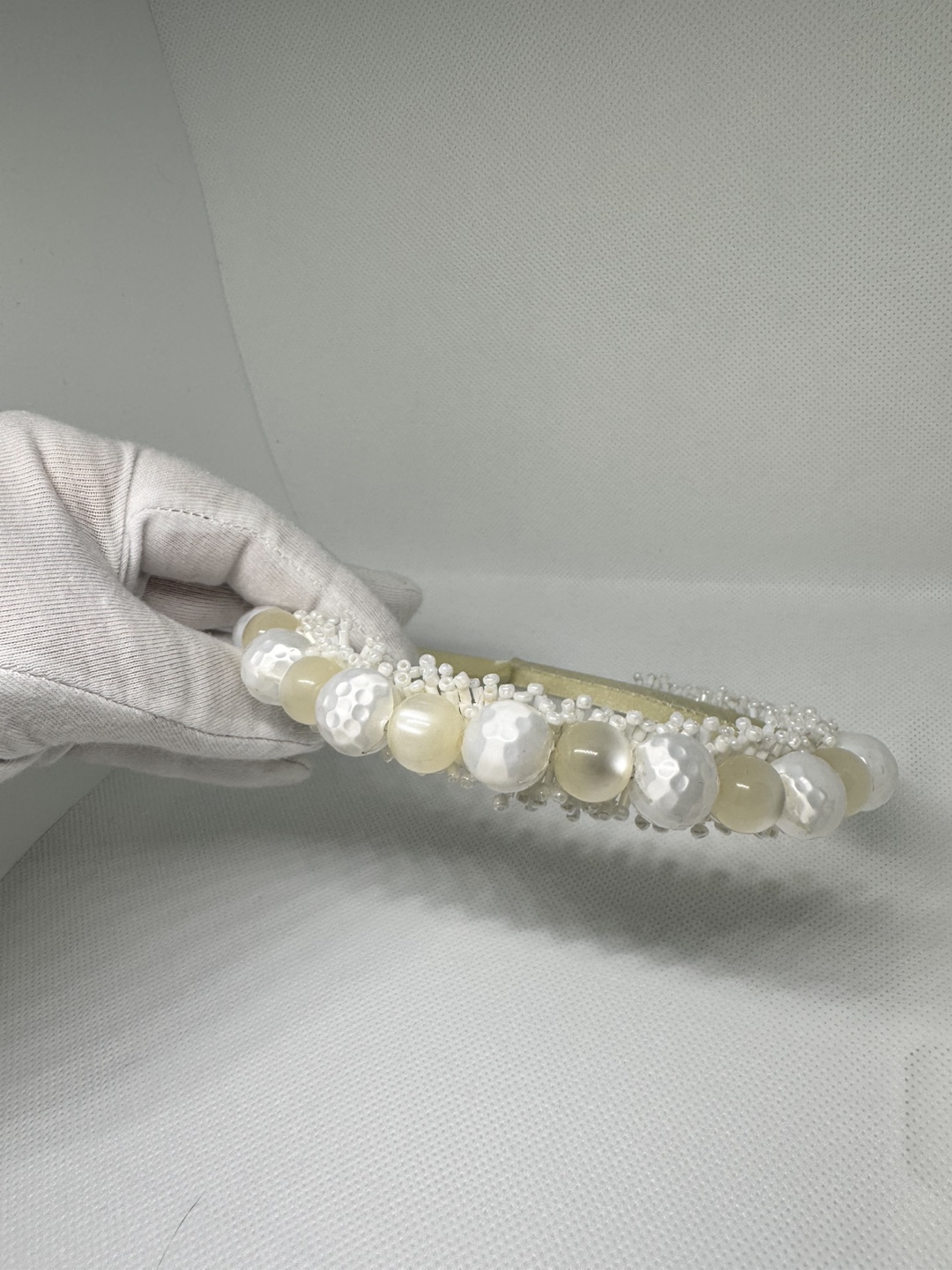 Elegant Pearl Beaded Headband Handmade