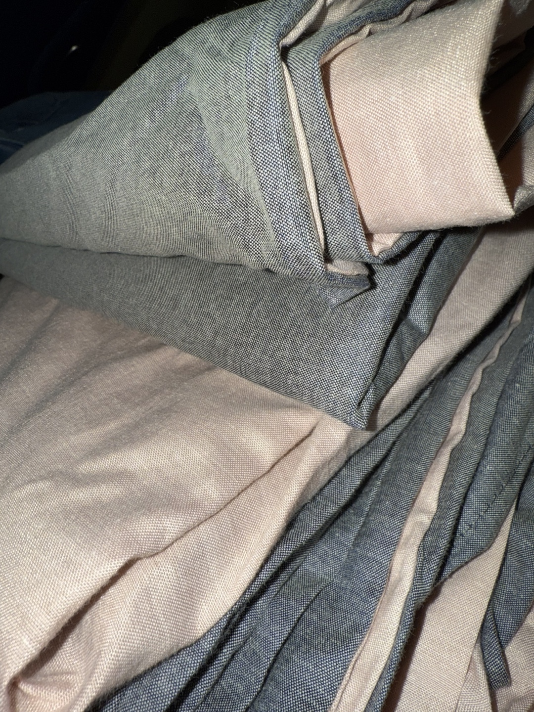 Two Linen Pillowcases, Grey and Beige