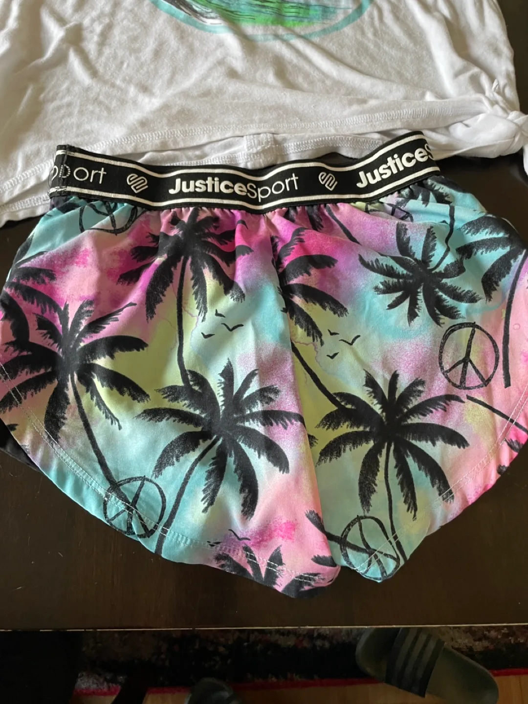 Justice Sport Palm Tree Outfit - Shirt and Shorts Size 7/8 image indicator(3)