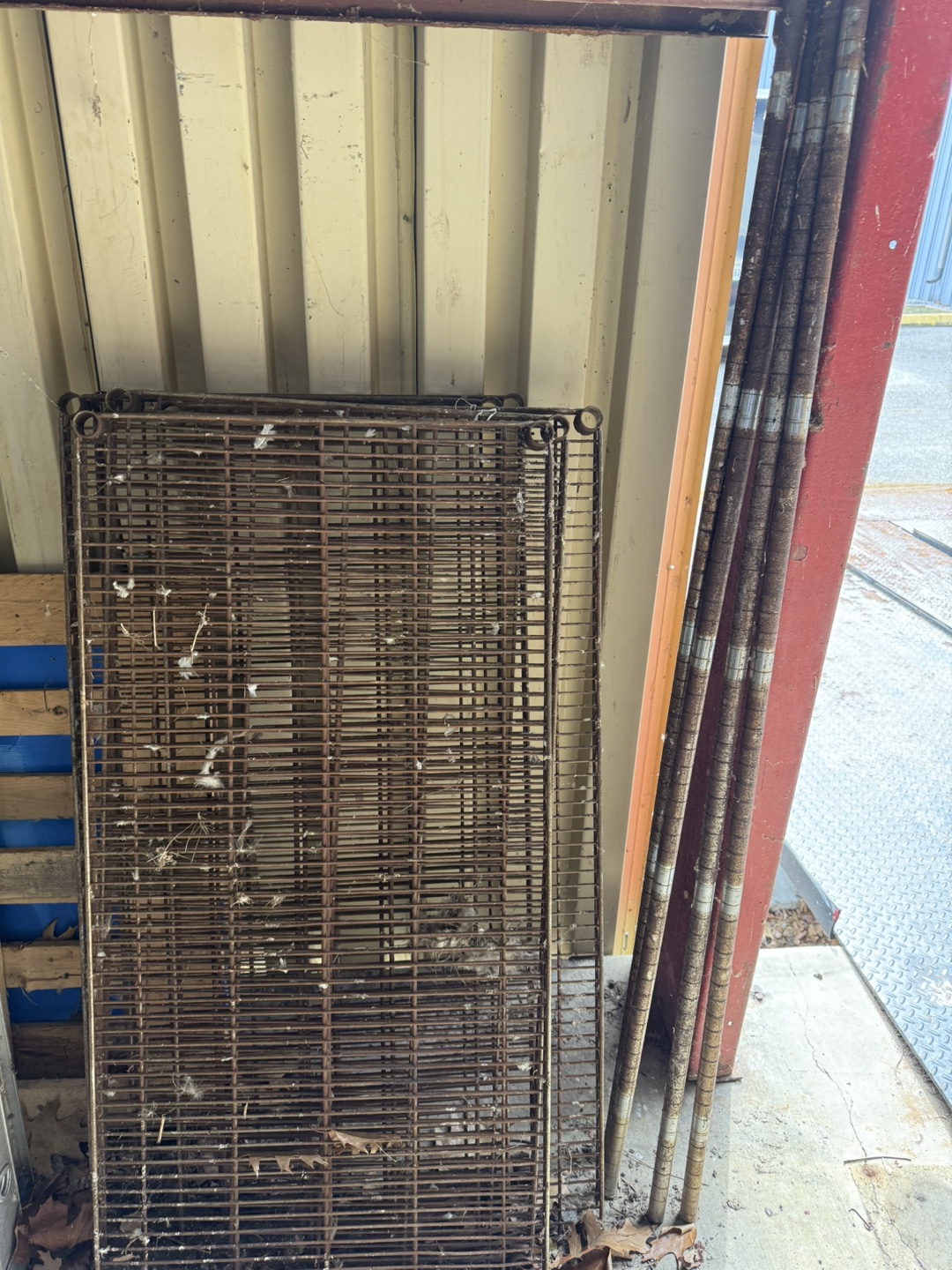 Vintage Metal Shelving Grids and Rods