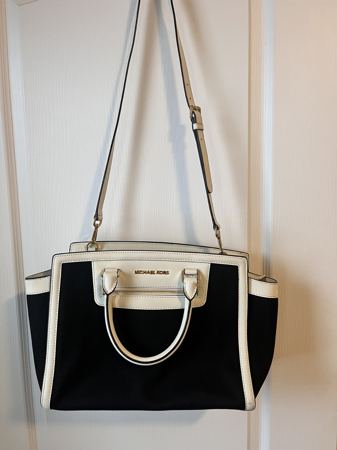 Michael Kors Black and White Satchel Handbag