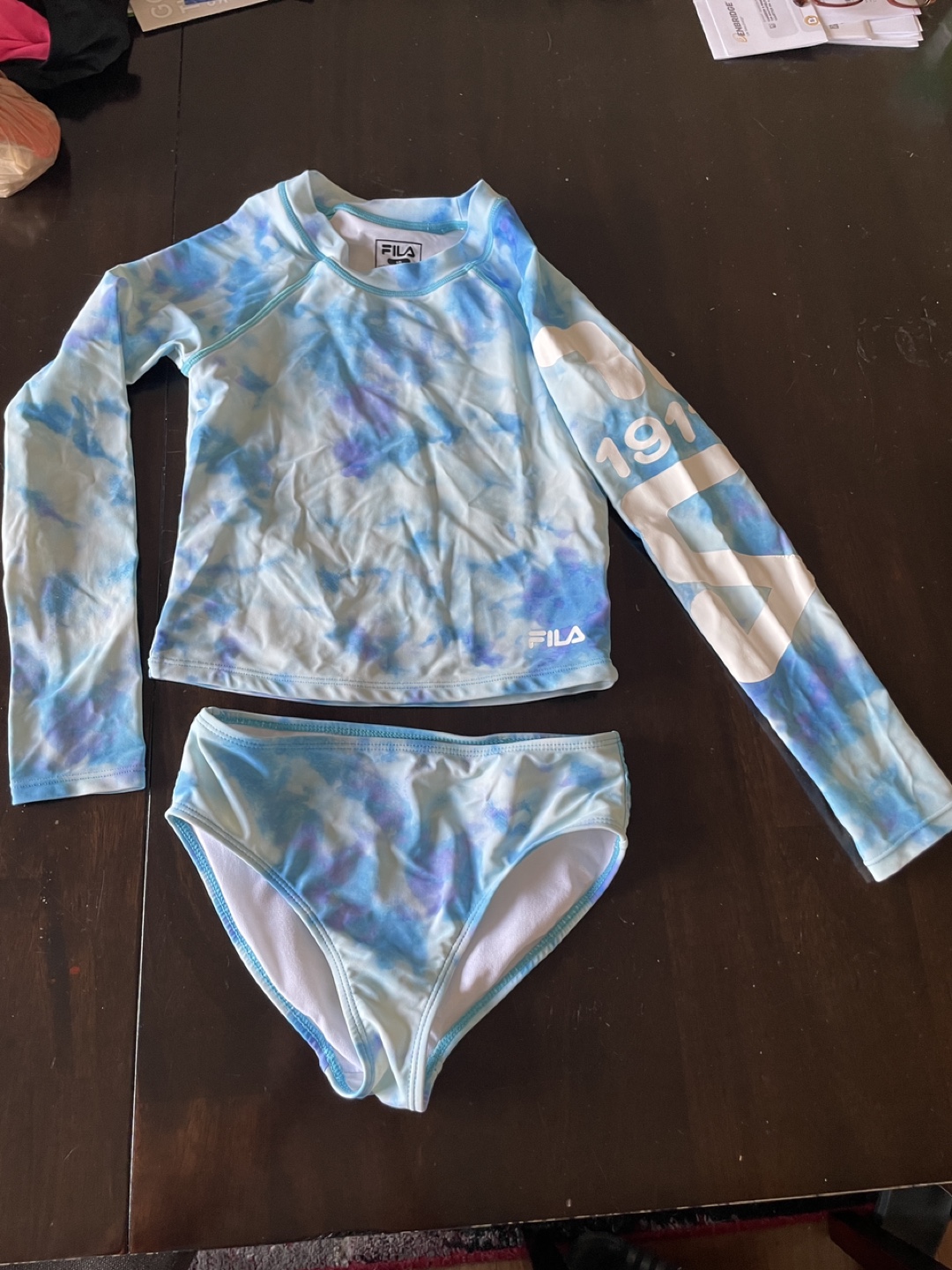 Girls FILA Tie-Dye Rashguard Swimsuit size 10
