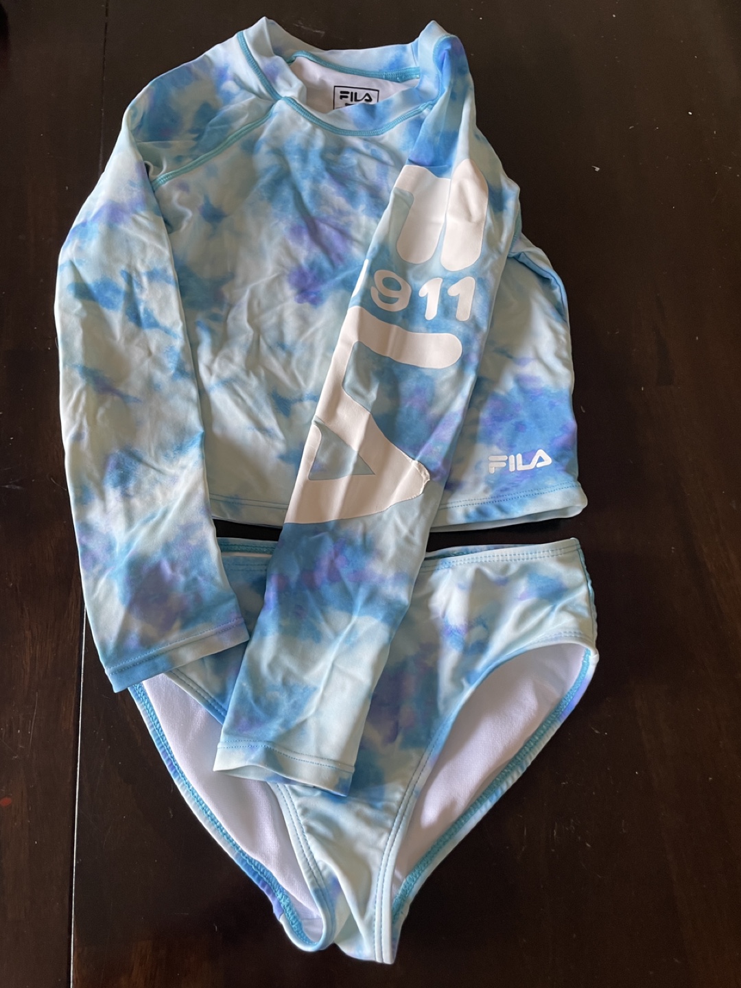 Girls FILA Tie-Dye Rashguard Swimsuit size 10 - photo 2