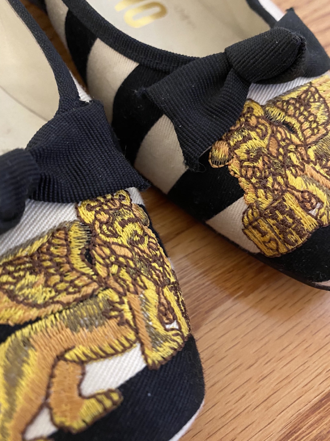 Moschino Vintage Black and White Striped Ballerina Flats - photo 3