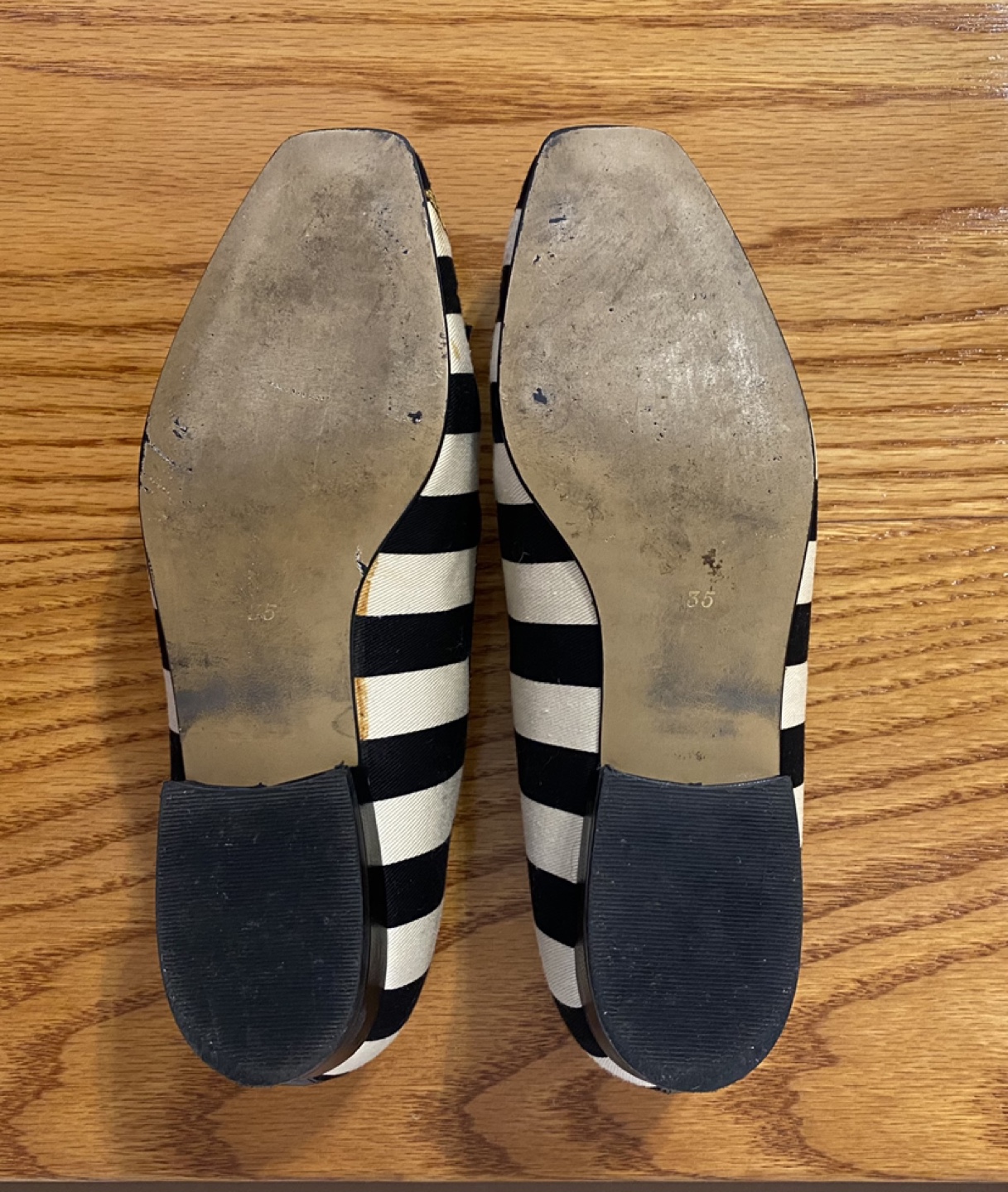 Moschino Vintage Black and White Striped Ballerina Flats - photo 4
