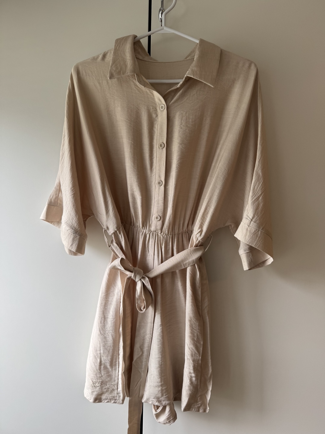 Brand New Beige Button-Down Romper