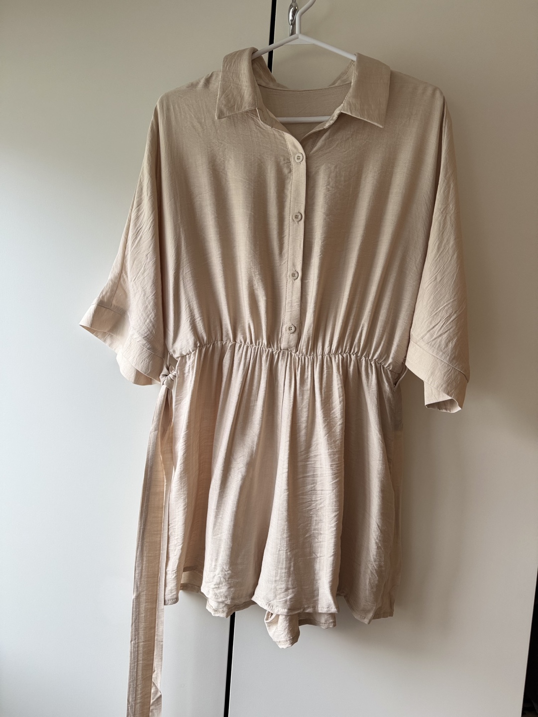 Brand New Beige Button-Down Romper - photo 2