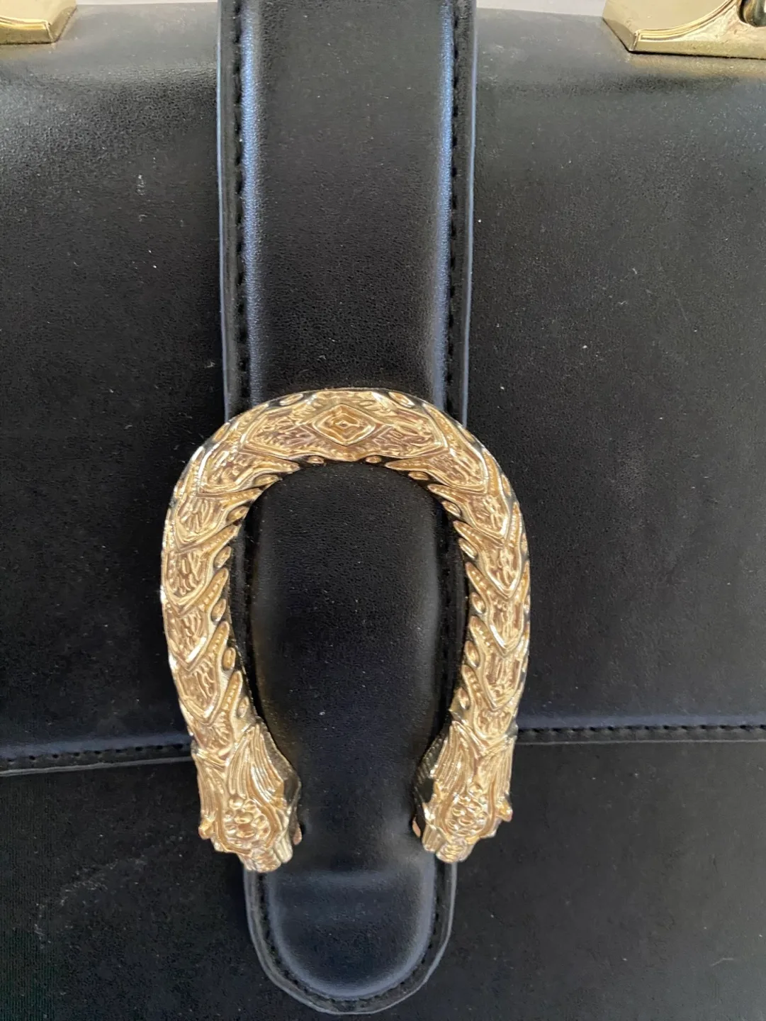 Gucci Black Leather Medium Dionysus Bamboo Top Handle Bag image indicator(5)