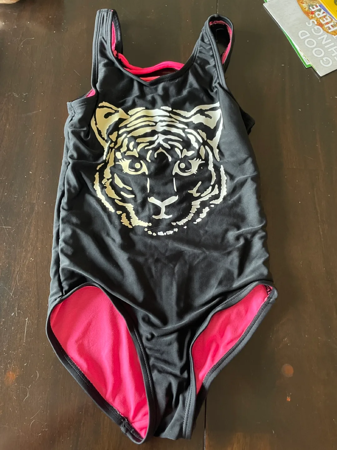 Justice Size 7 Black and Pink colour changing One-Piece Swimsuit thumbnail