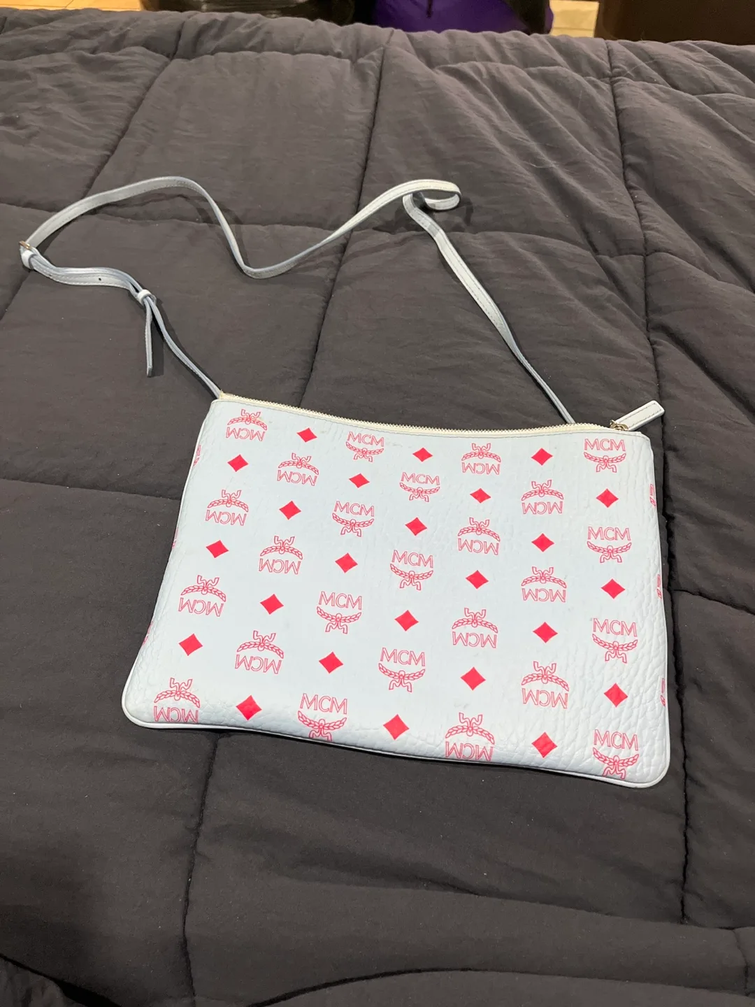 MCM Visetos Crossbody Pouch - Light Blue thumbnail