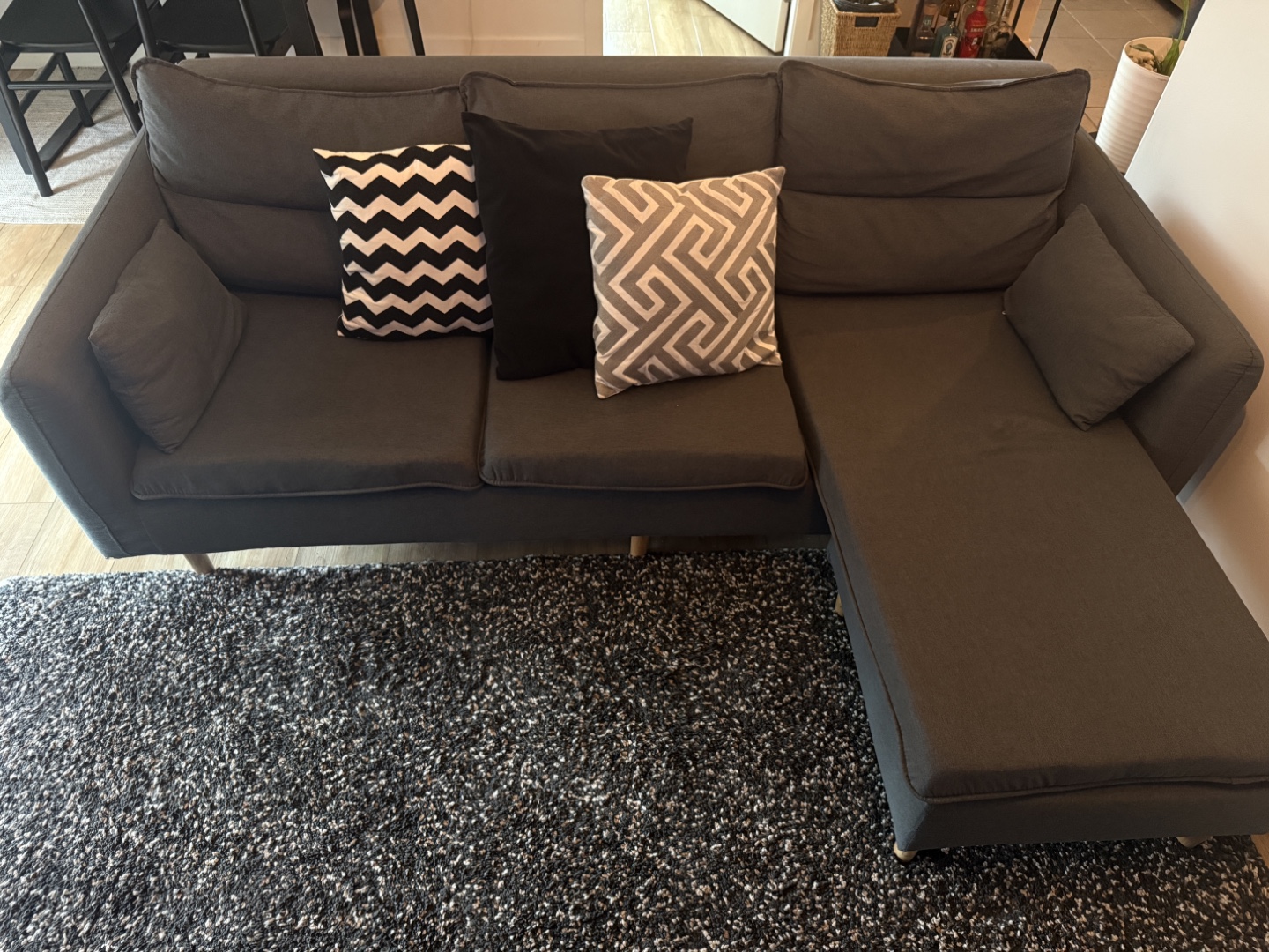 Dark Grey L-Shaped Sectional Sofa - photo 2