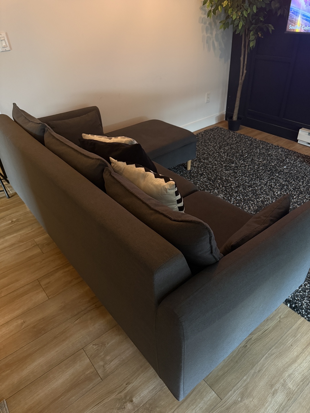 Dark Grey L-Shaped Sectional Sofa - photo 3