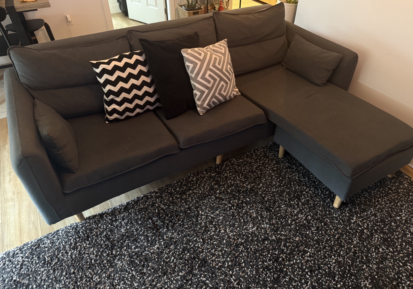 Dark Grey L-Shaped Sectional Sofa
