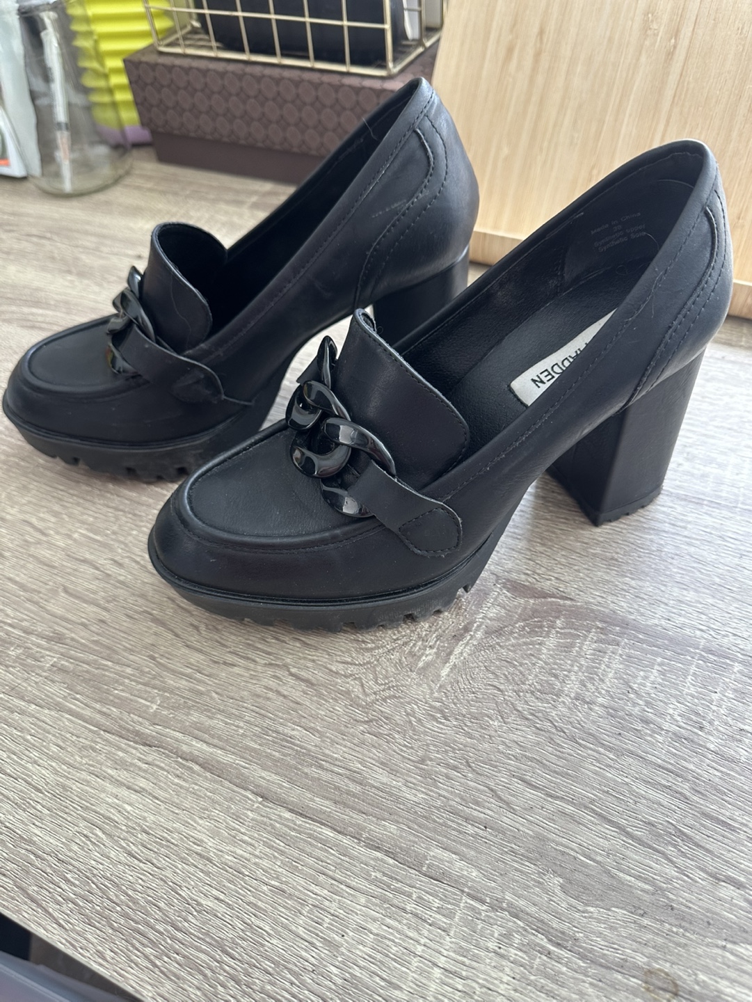 Steve Madden Black Platform Loafer Heels - photo 2