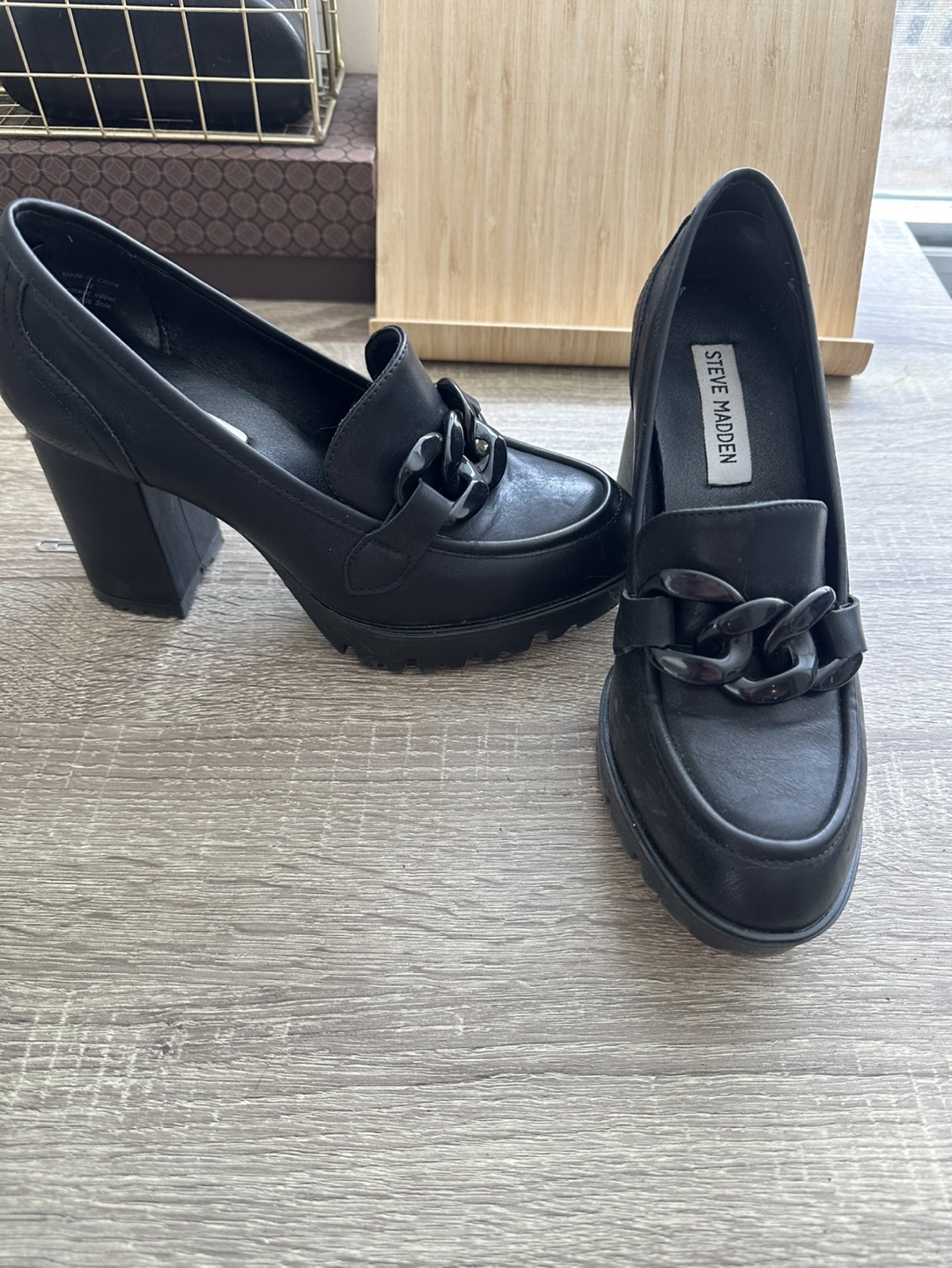Steve Madden Black Platform Loafer Heels - photo 3
