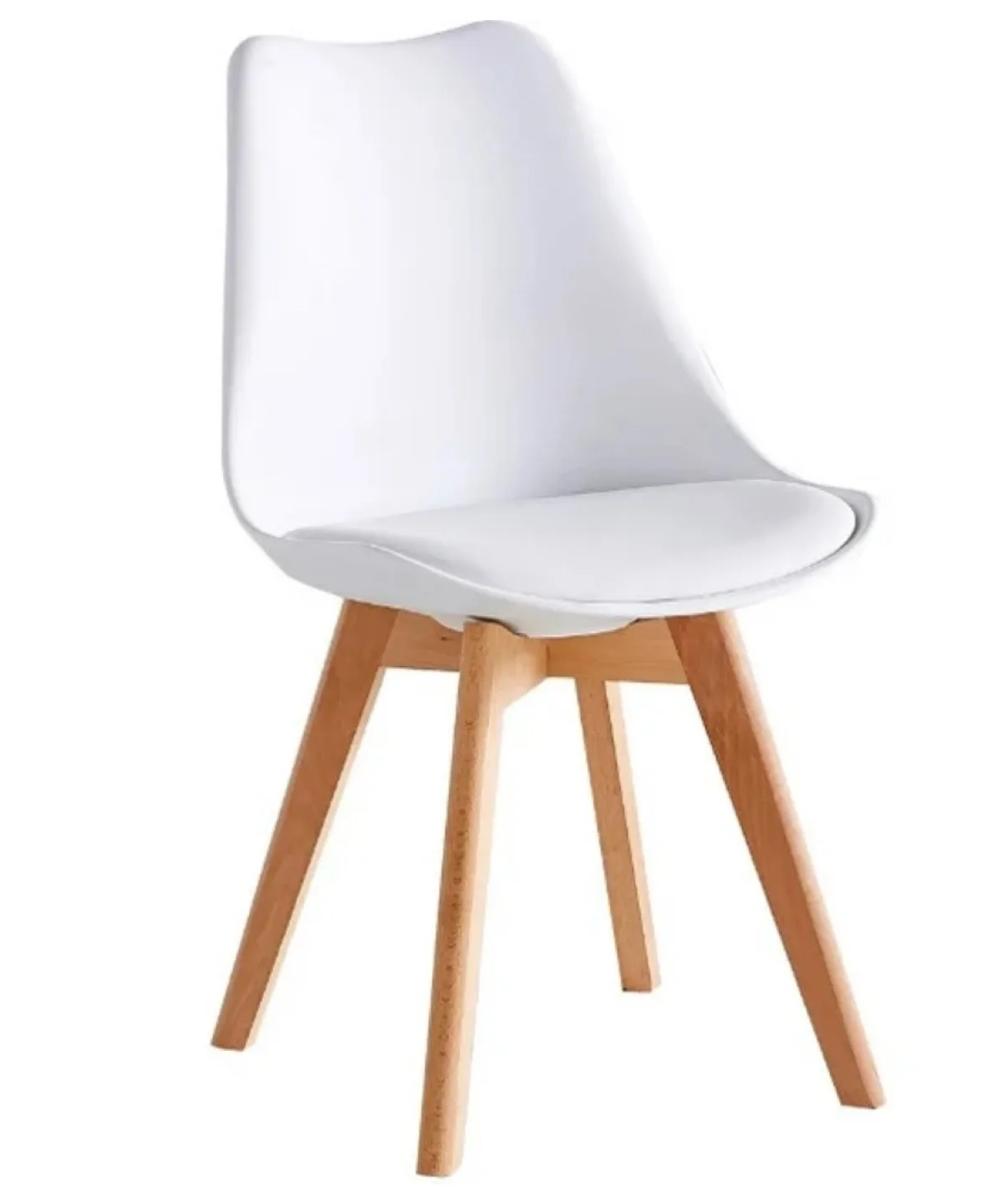 Set of Four White Dining Chairs with Wooden Legs image indicator(2)