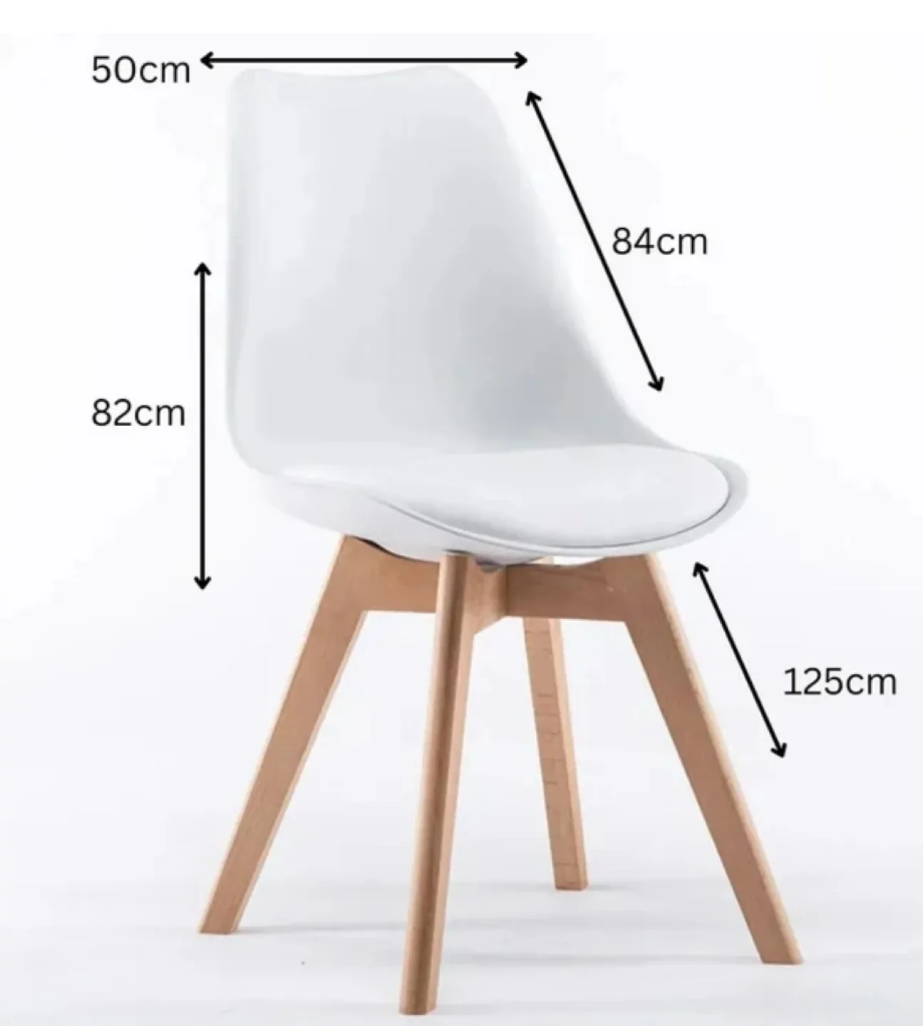 Set of Four White Dining Chairs with Wooden Legs image indicator(3)