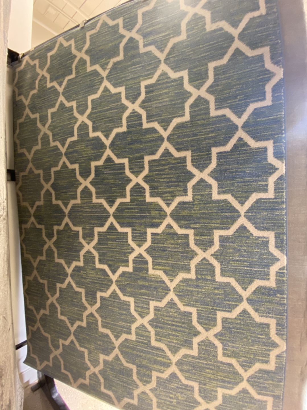 Elegant Teal and Beige Geometric Area Rug