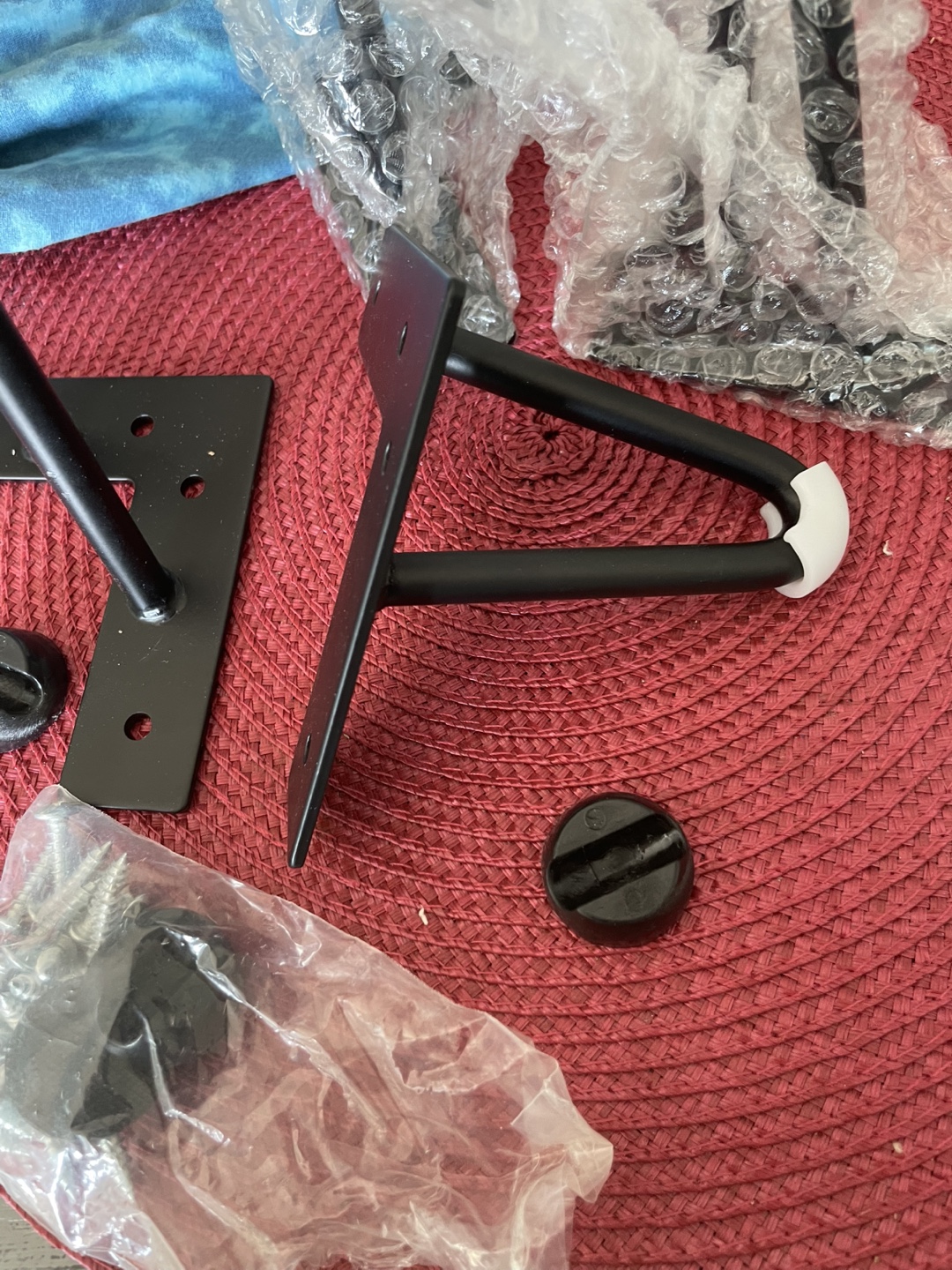 4 Black Metal hairpin legs with mounting plates