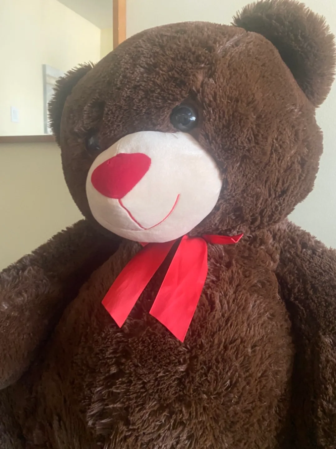 Giant Brown Teddy Bear with Red Hearts image indicator(2)
