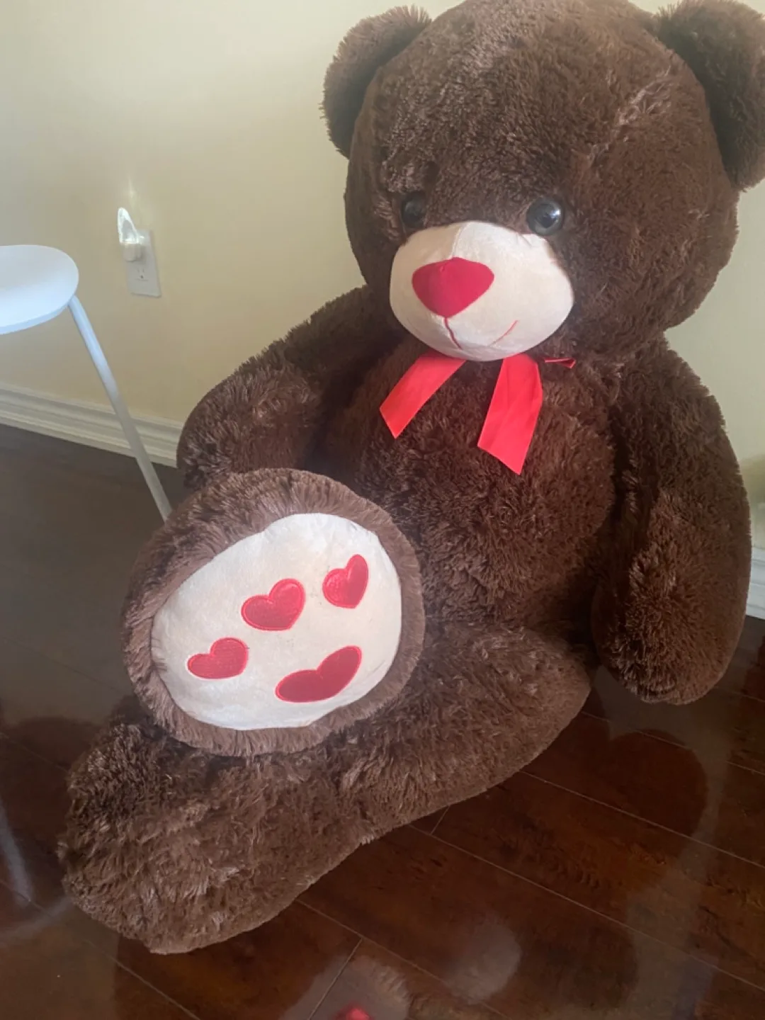 Giant Brown Teddy Bear with Red Hearts image indicator(4)