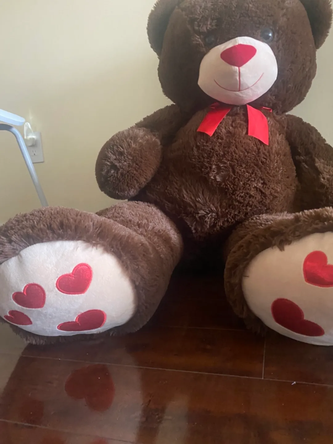 Giant Brown Teddy Bear with Red Hearts image indicator(6)