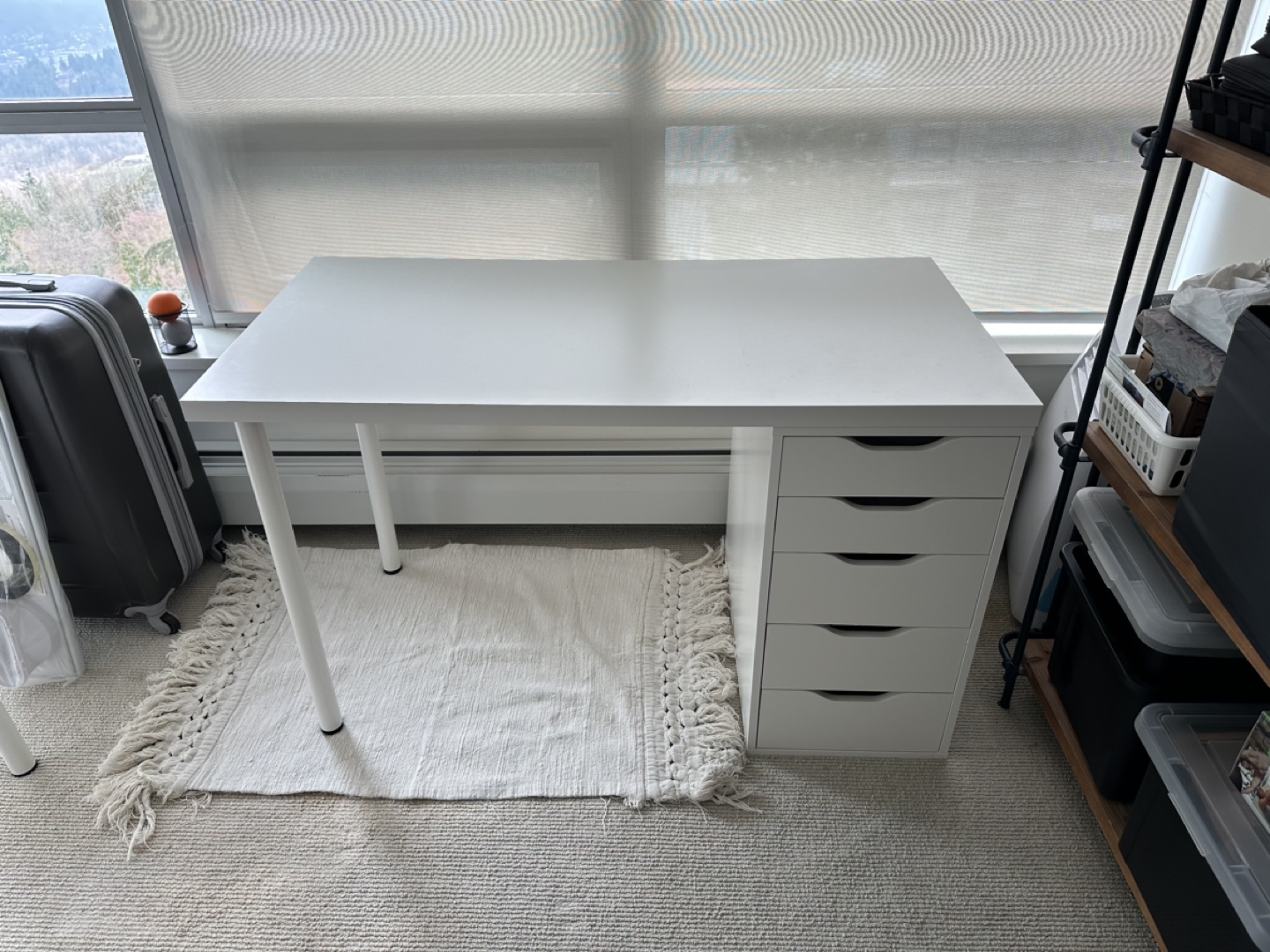IKEA White Desk with Five Drawers