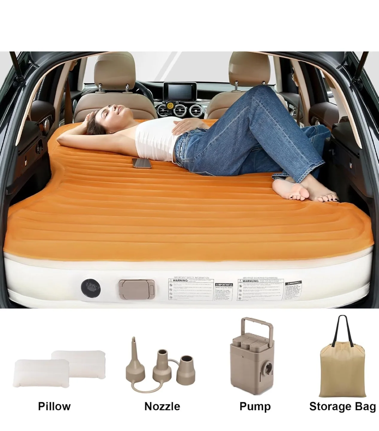 Portable Inflatable Car Bed with Electric Pump image indicator(2)