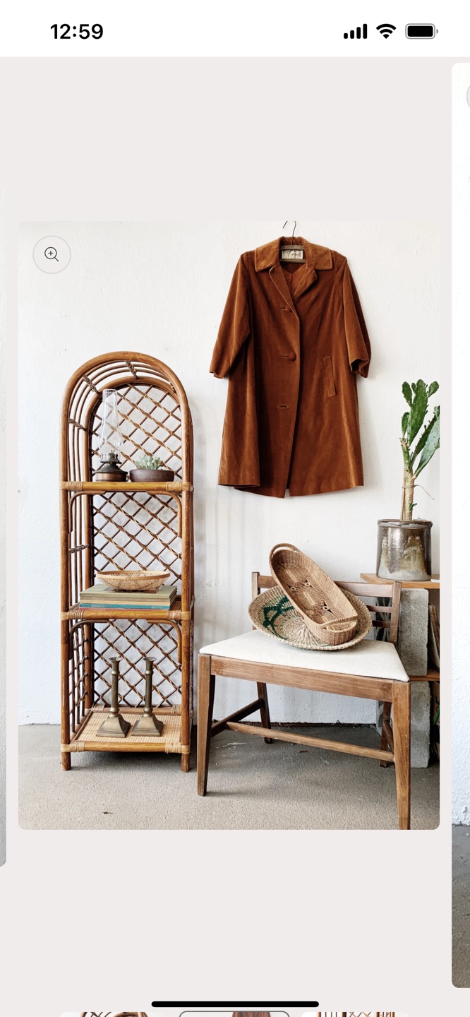 Vintage Arched Bamboo Rattan 3-Tier Shelf