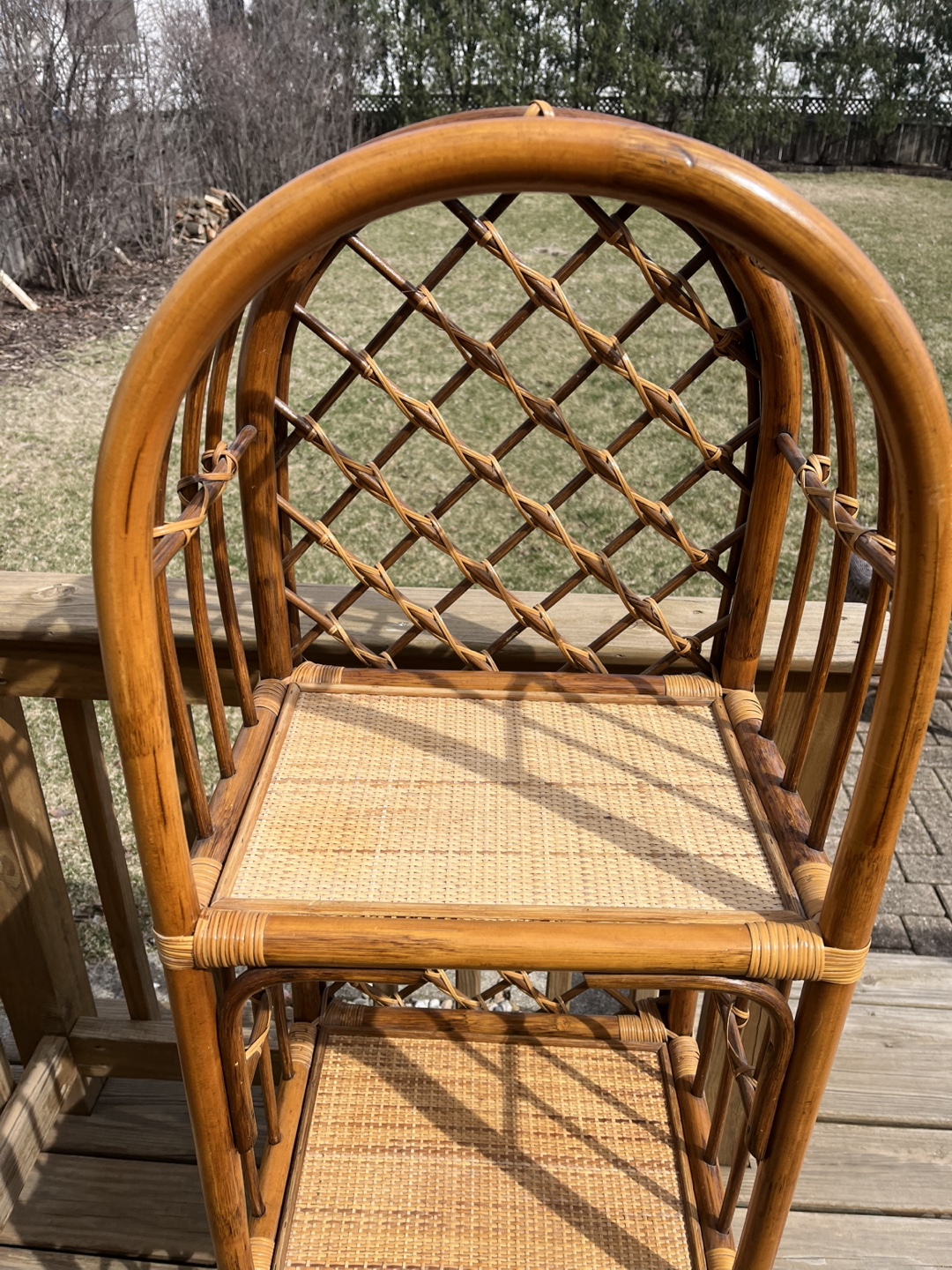 Vintage Arched Bamboo Rattan 3-Tier Shelf - photo 3