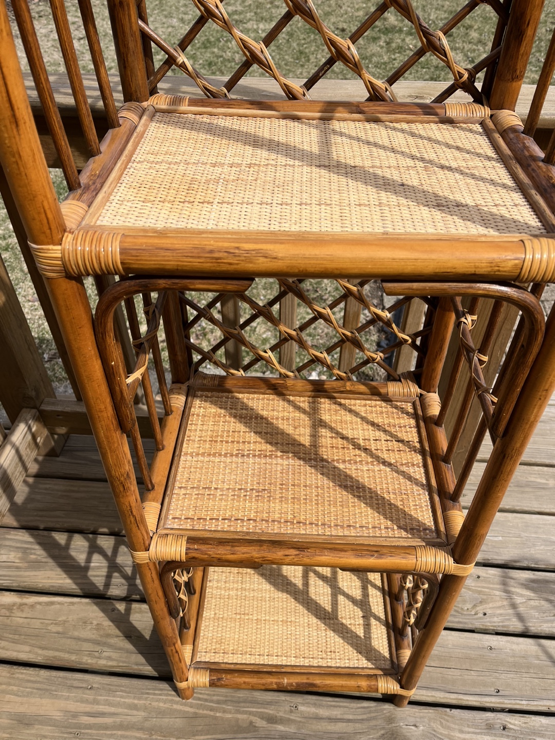 Vintage Arched Bamboo Rattan 3-Tier Shelf - photo 4