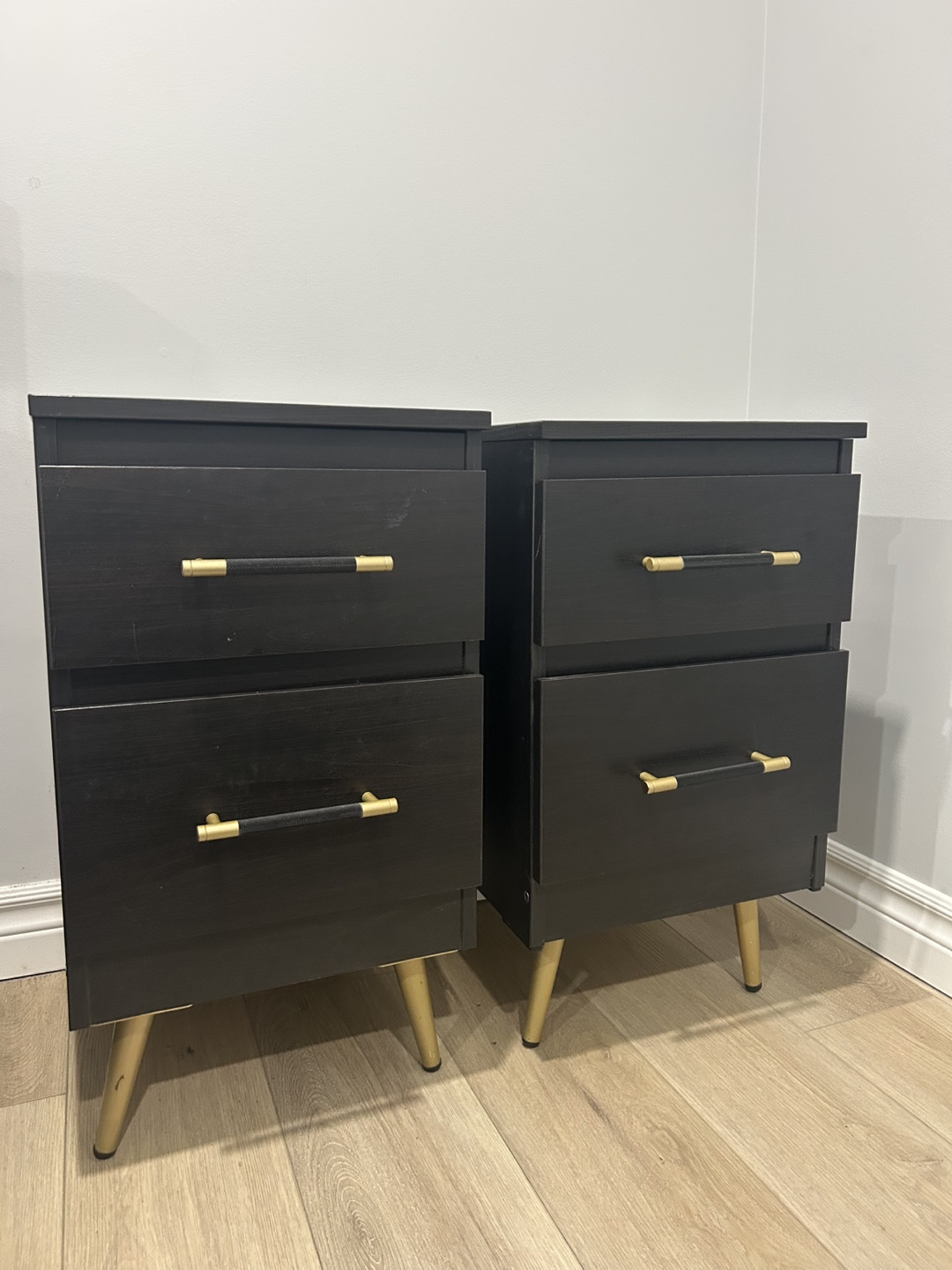 Dark brown dresser and two matching nightstands