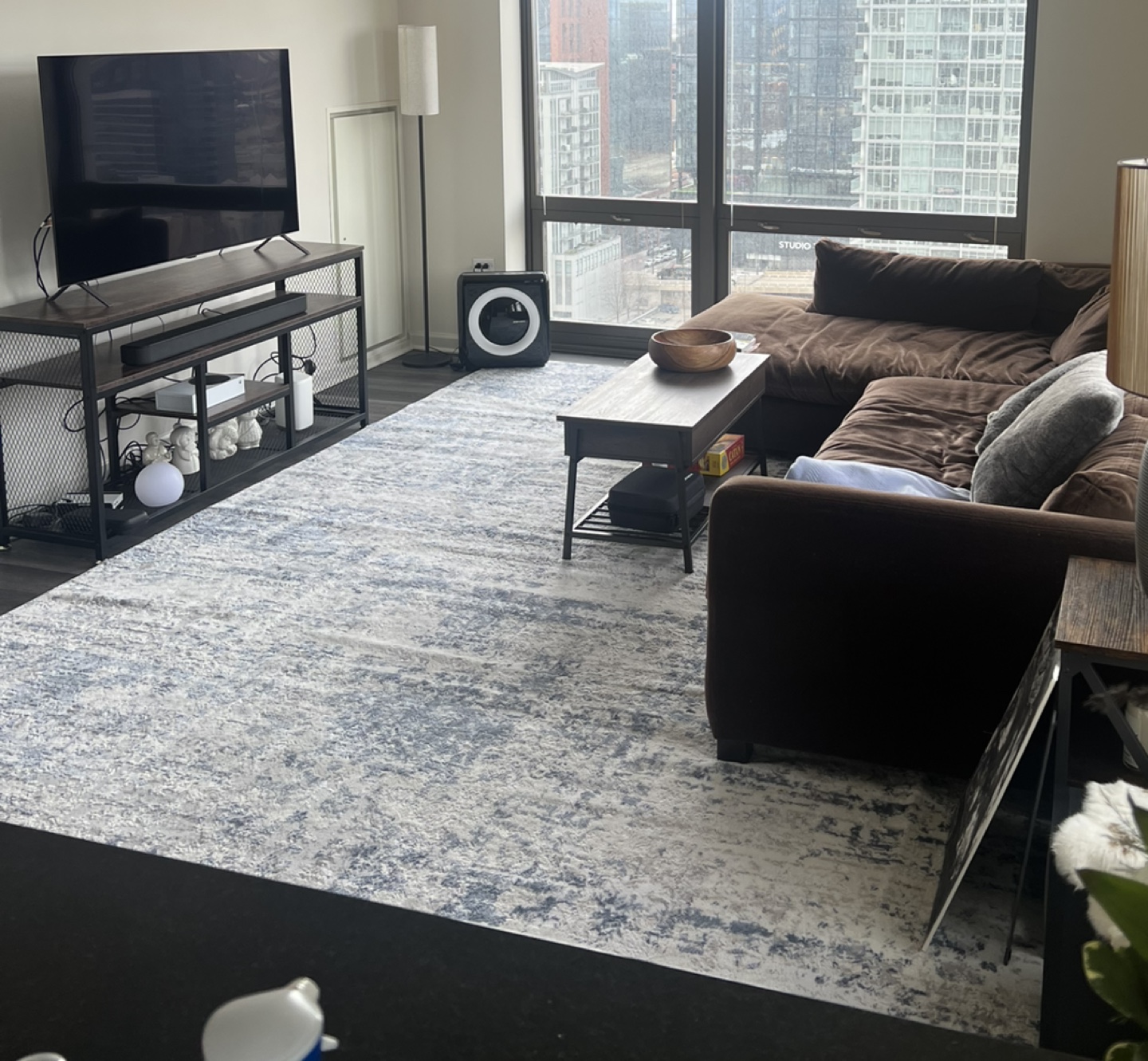Very Large Rug - Ivory, Blue and Gray modern Design - photo 2