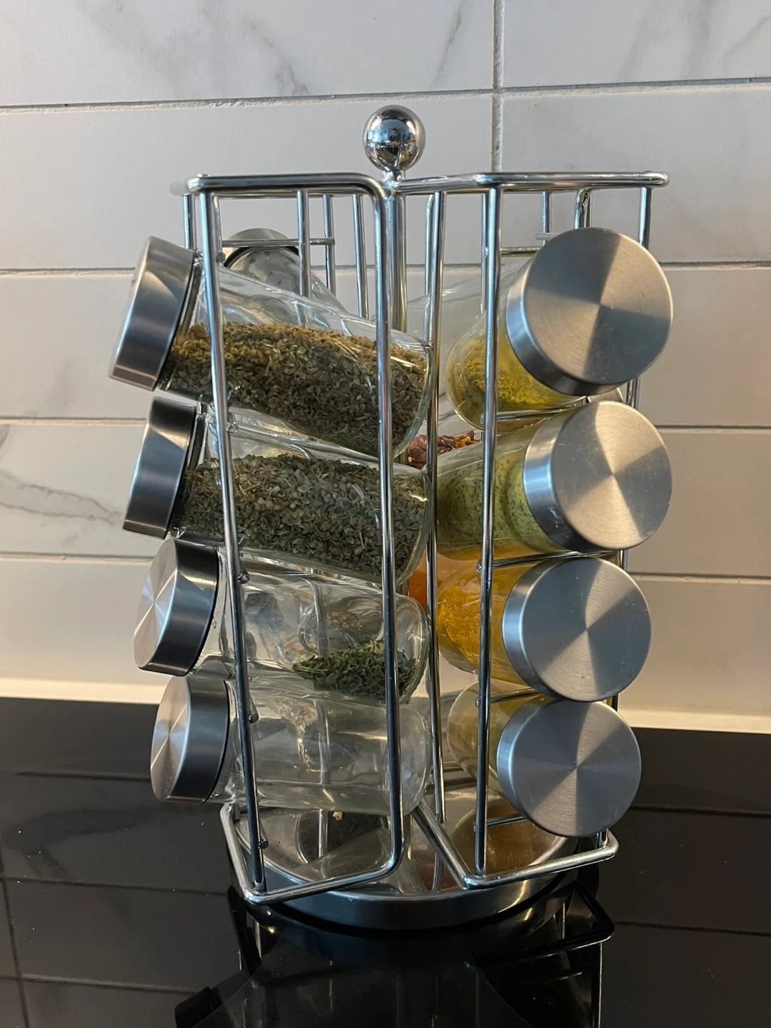 Rotating Spice Rack Organizer with 12 Glass Jars thumbnail