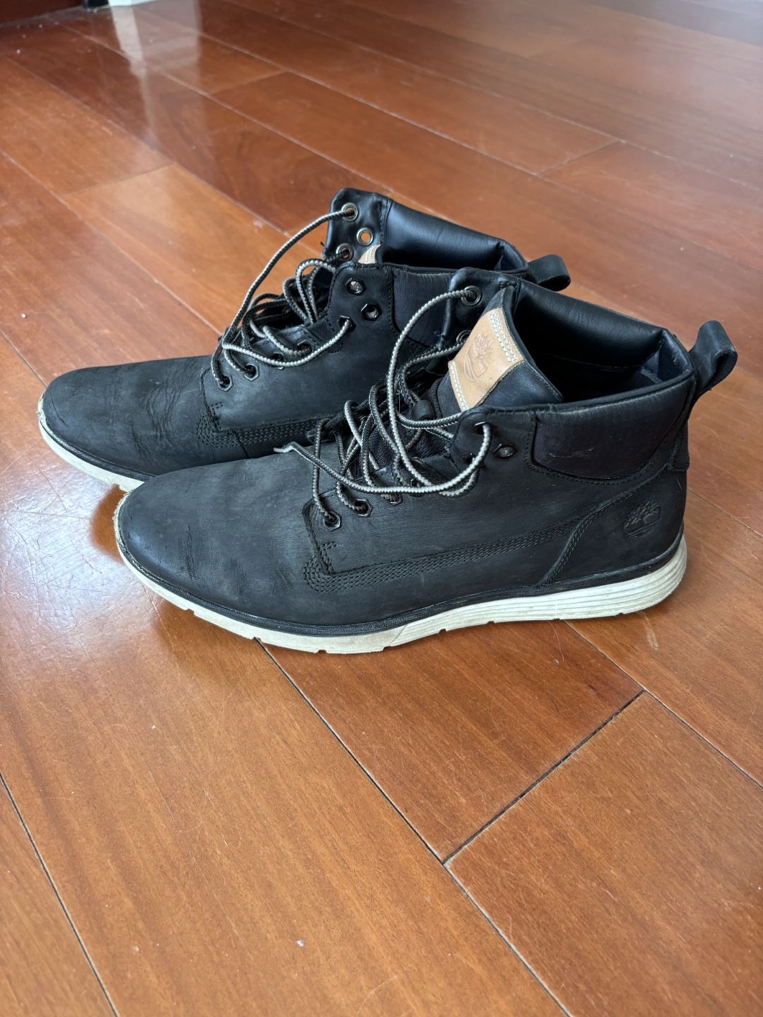 Men's Timberland Black Leather Boots Size 8