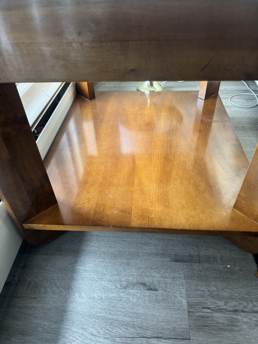 Square Wooden End Table with Glass Top - photo 3