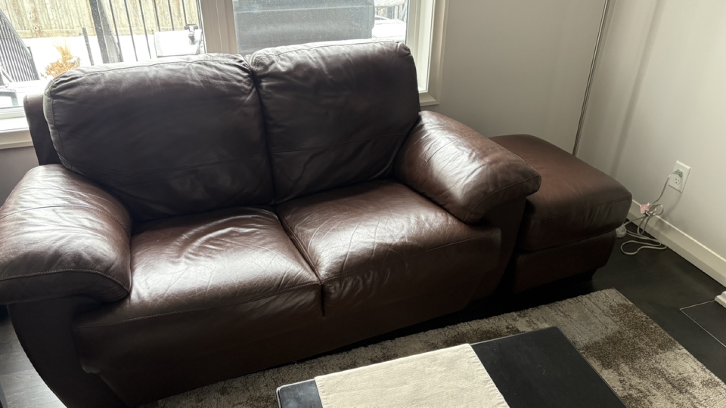 Brown Leather Sofa Set - photo 4