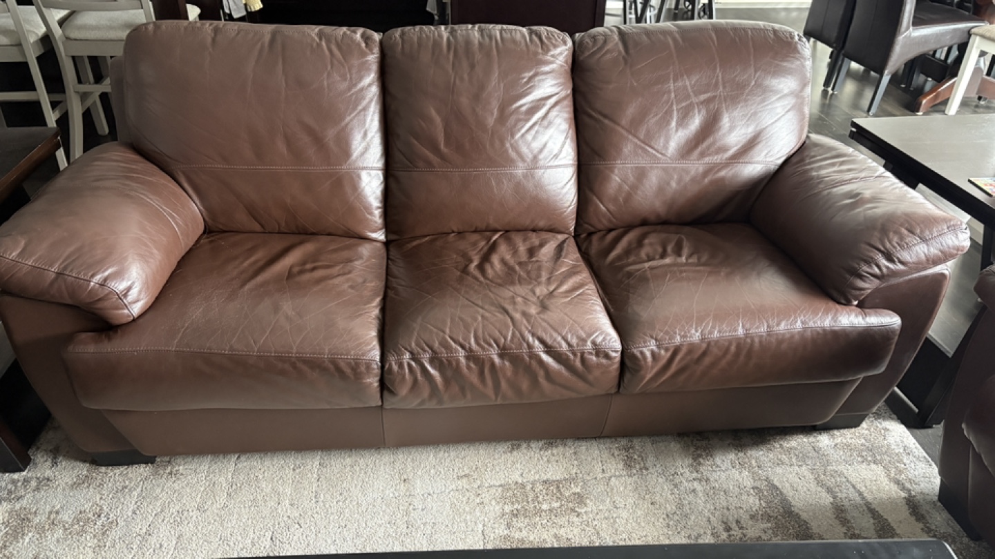 Brown Leather Sofa Set - photo 2